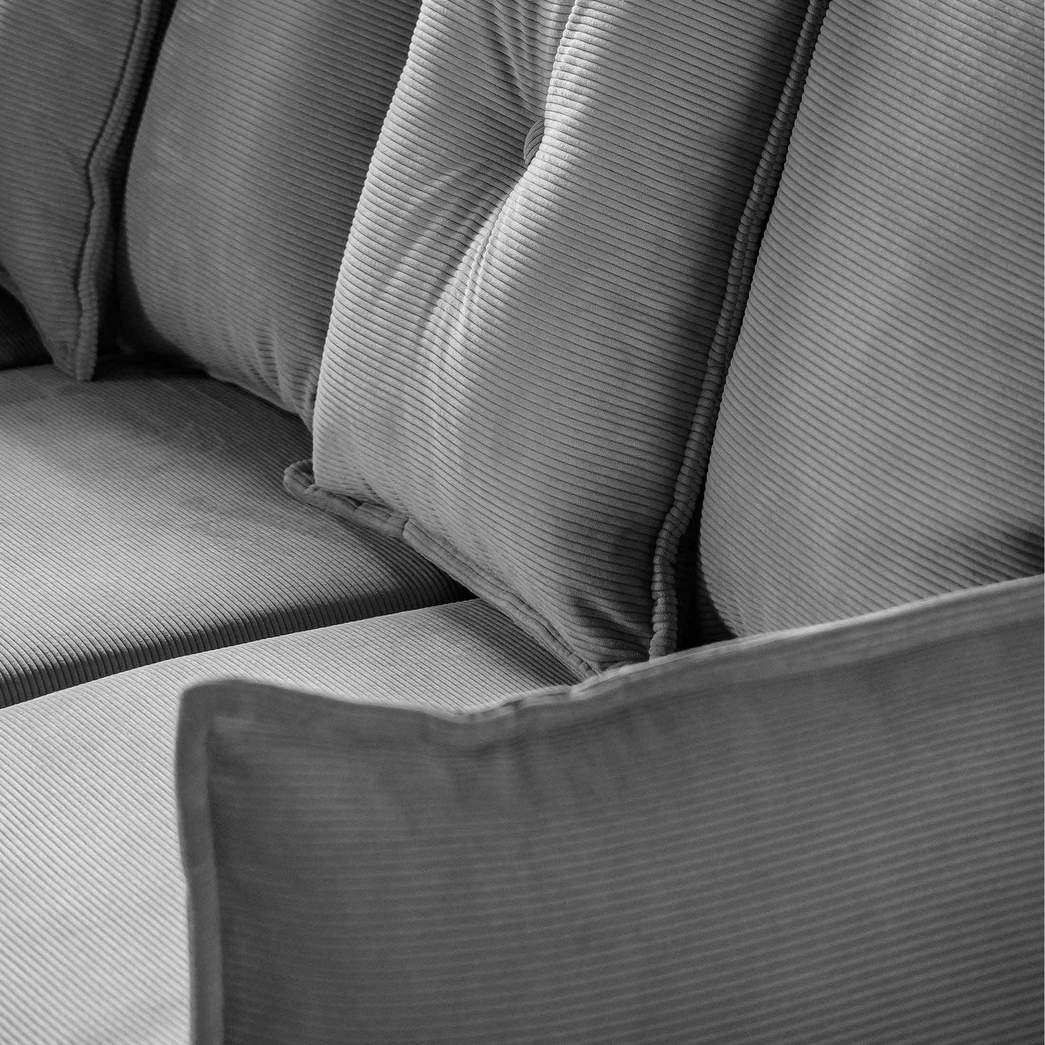 Voir la diapositive 4 : BEST MOBILIER Lena - canapé d'angle réversible 4 places - convertible avec coffre - en velours côtelé