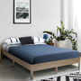 Voir la diapositive 2 : ID MARKET Cadre de lit double YAKUTA avec sommier 140 x 190 cm effet bois naturel