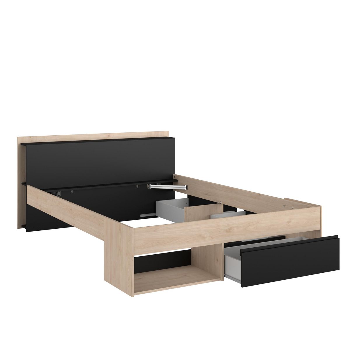 Lit double adulte 140x190 / 140x200 cm avec rangements BOOST