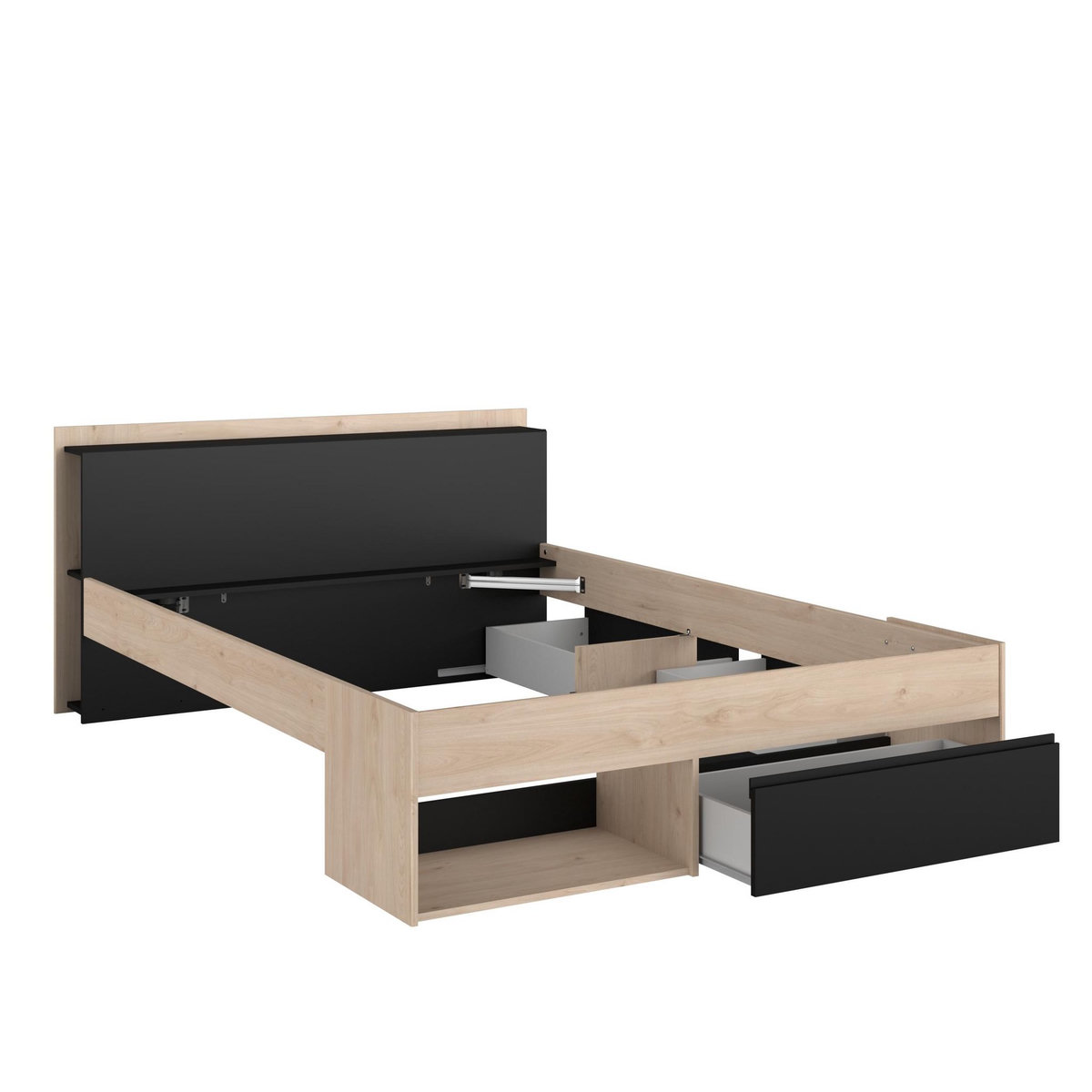 Lit double adulte 140x190 / 140x200 cm avec rangements BOOST