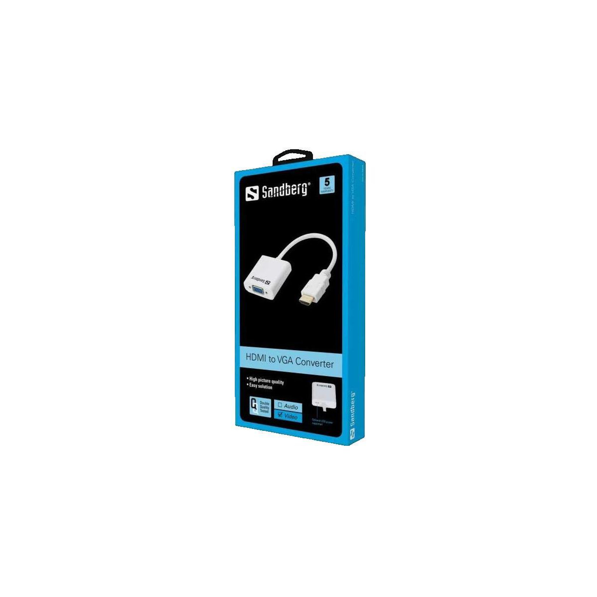 Voir la diapositive 2 : Sandberg Convertisseur HDMI vers VGA Sandberg 5705730508691 blanc