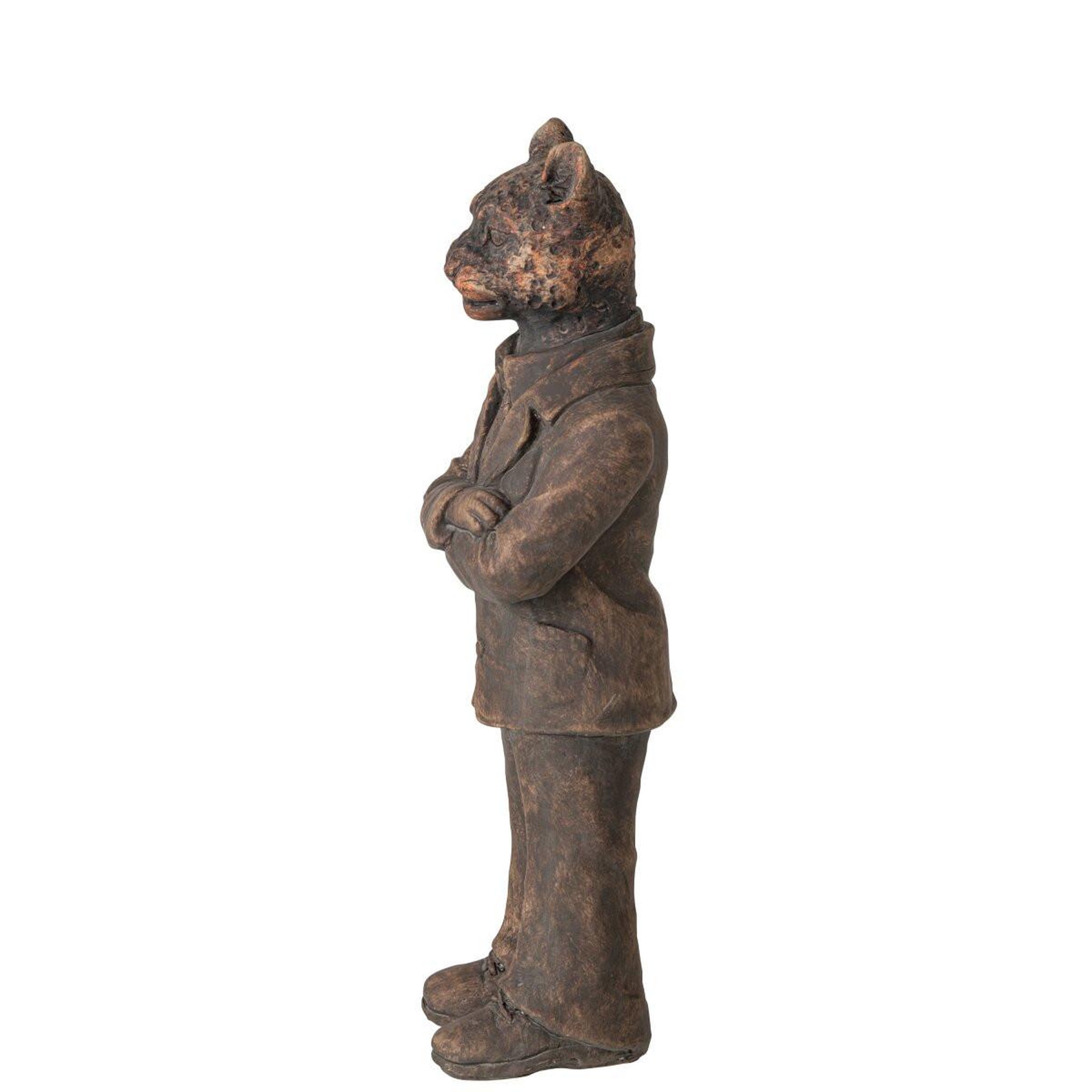 Voir la diapositive 2 : J-LINE Statuette déco léopard  zeno  47cm marron