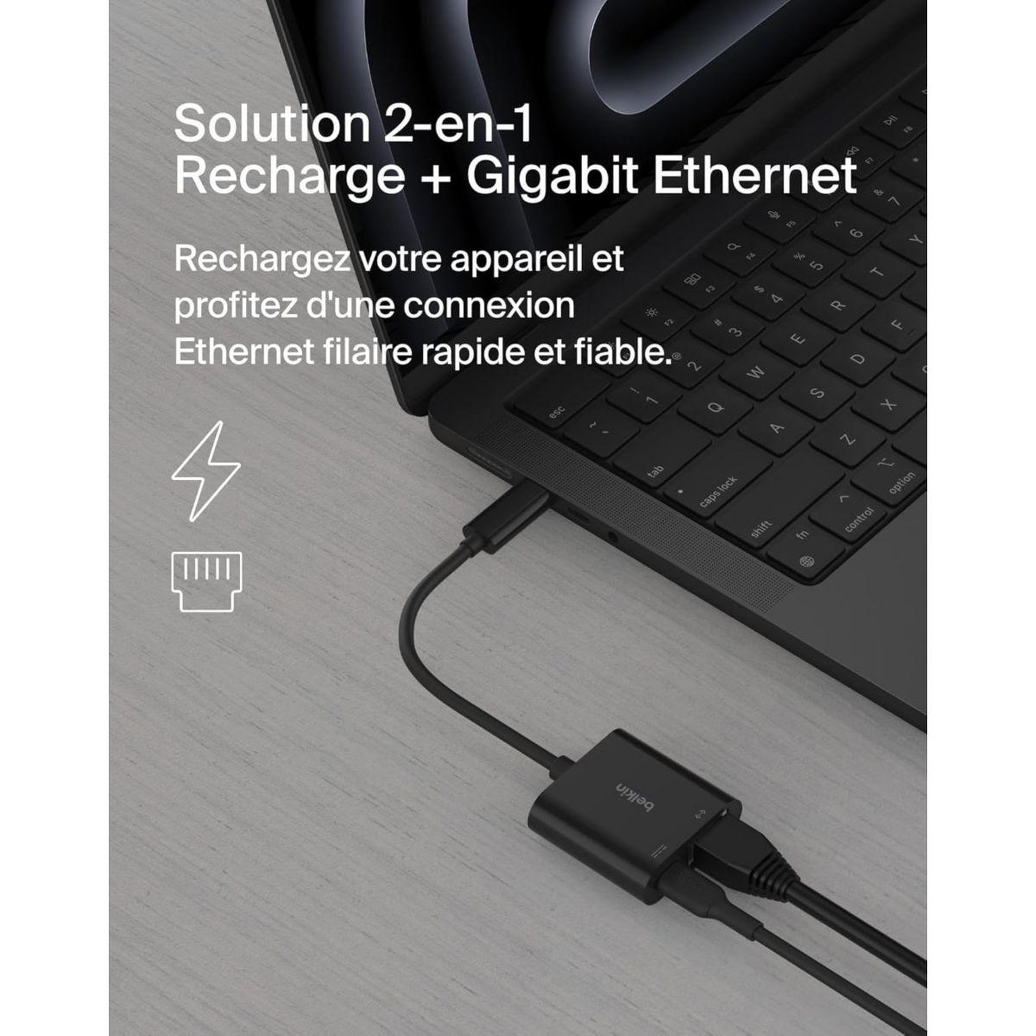 Voir la diapositive 4 : Belkin Adaptateur usb-c vers ethernet + recharge 100w