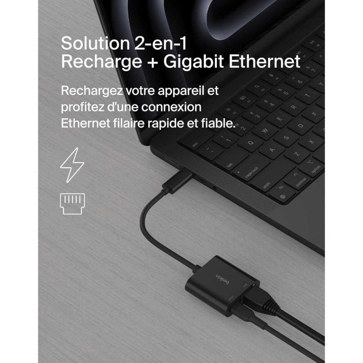 Belkin Adaptateur USB-C vers ethernet + recharge 100W
