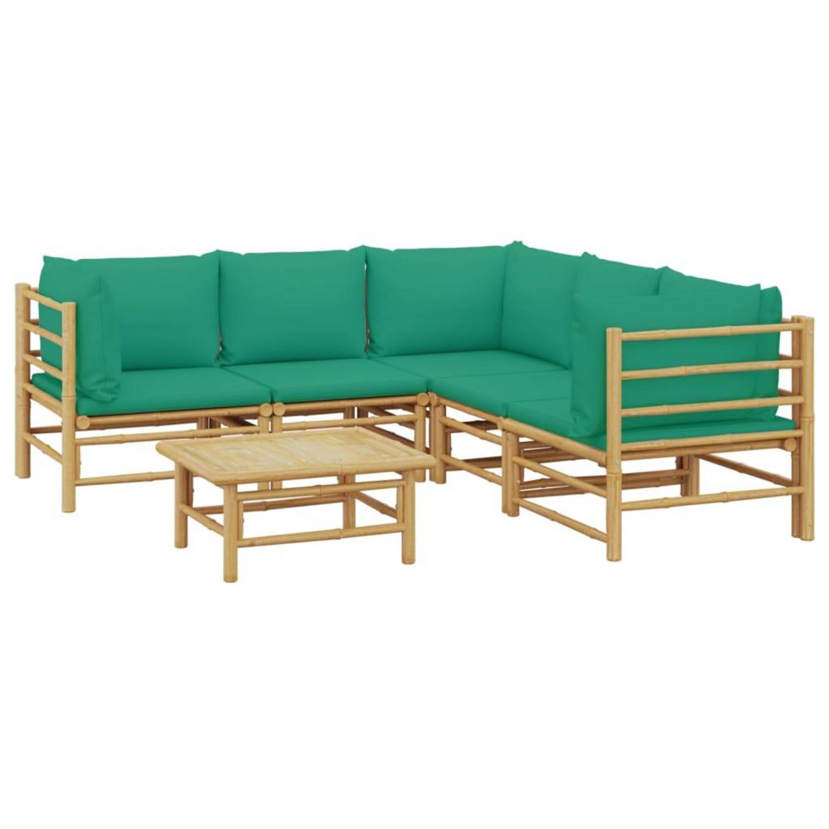 VIDAXL Salon de jardin 6 pcs avec coussins vert bambou