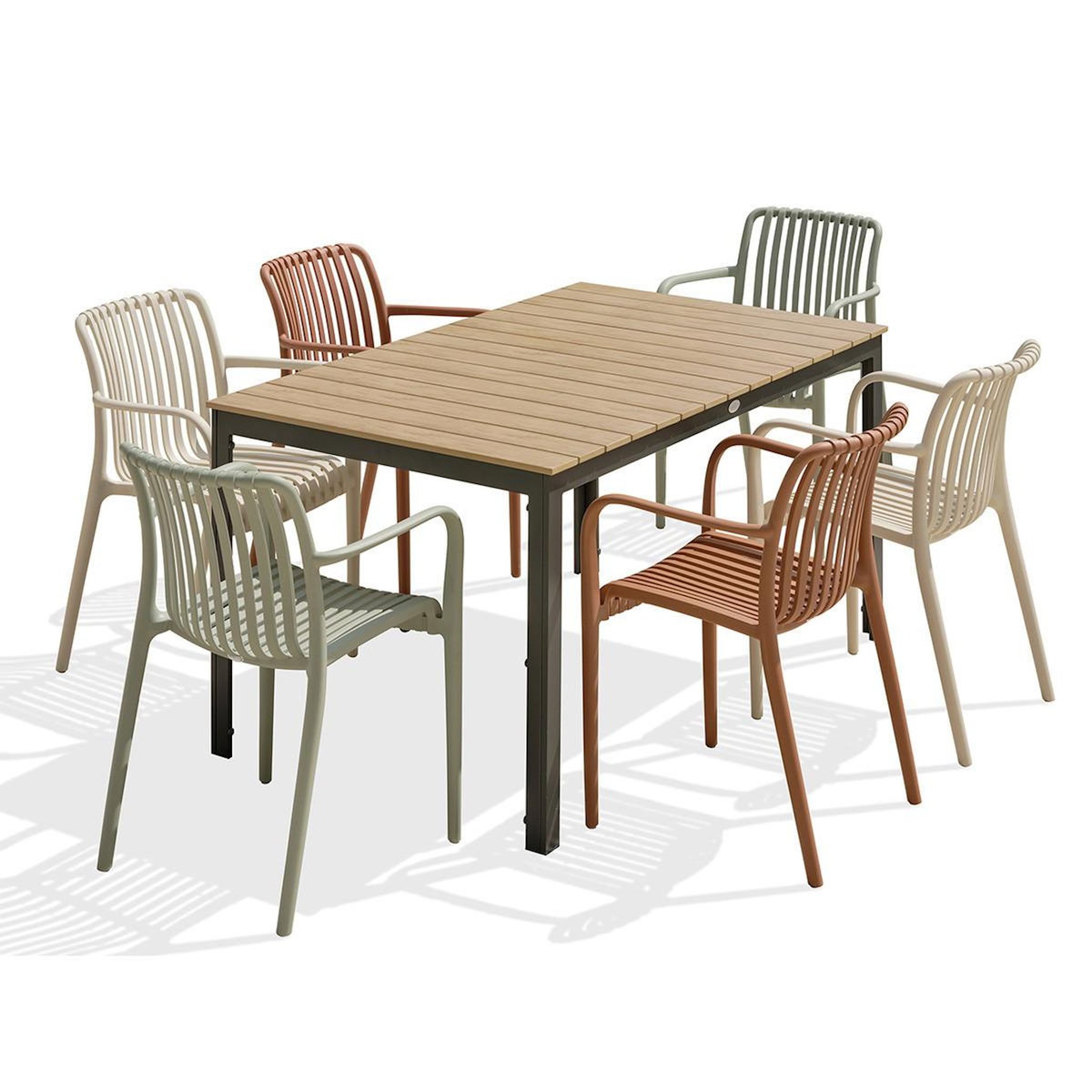 Paris Prix Ensemble Table de Jardin & 6 Fauteuils  Boston & Tiago  150cm Multicolore