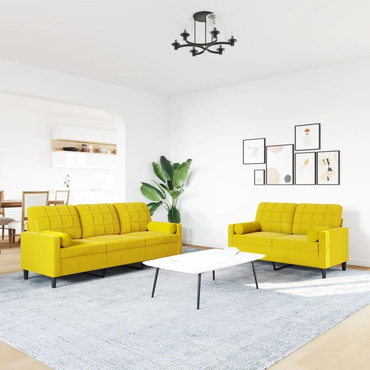 VIDAXL Ensemble de canapes 2 pcs avec coussins et traversins velours