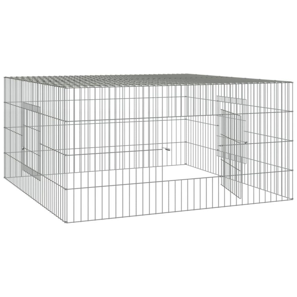 VIDAXL Cage a lapin 110x110x55 cm Fer galvanise