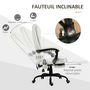 Voir la diapositive 5 : VINSETTO Vinsetto Fauteuil de bureau direction massant hauteur réglable dossier inclinable repose-pied + coussin lombaires intégrés revêtement synthétique blanc
