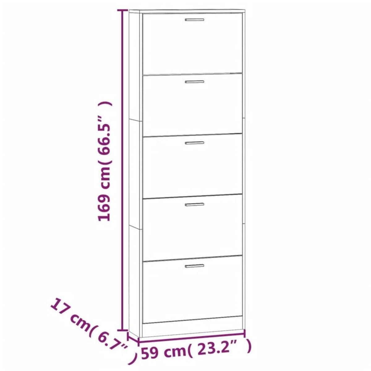 VIDAXL Armoire a chaussures Chene fume 59x17x169 cm Bois d'ingenierie