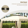 Voir la diapositive 6 : OUTSUNNY Toile de rechange pour pavillon tonnelle tente 2,96L x 2,96l m polyester haute densité 170 g/m² beige