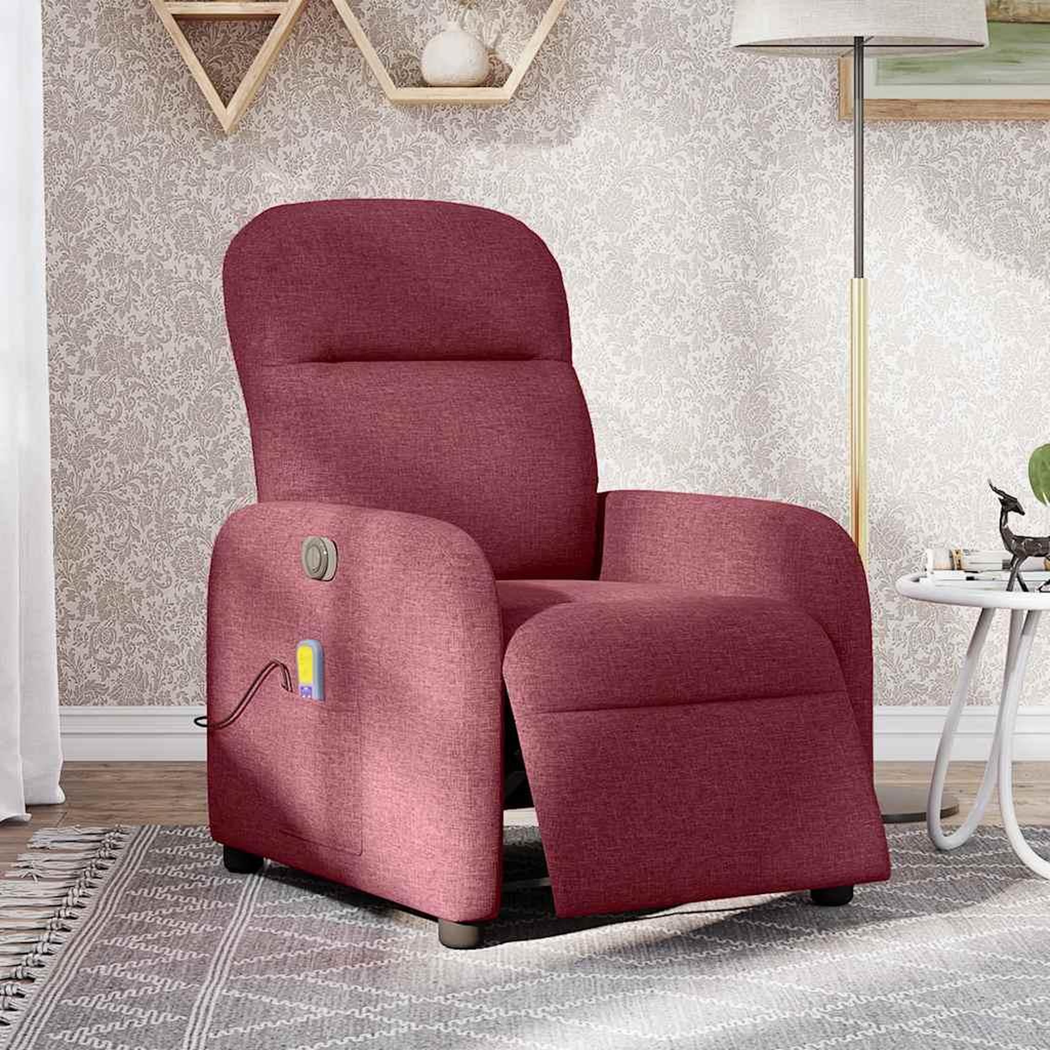 Voir la diapositive 2 : VIDAXL Fauteuil de massage inclinable electrique Rouge bordeaux Tissu