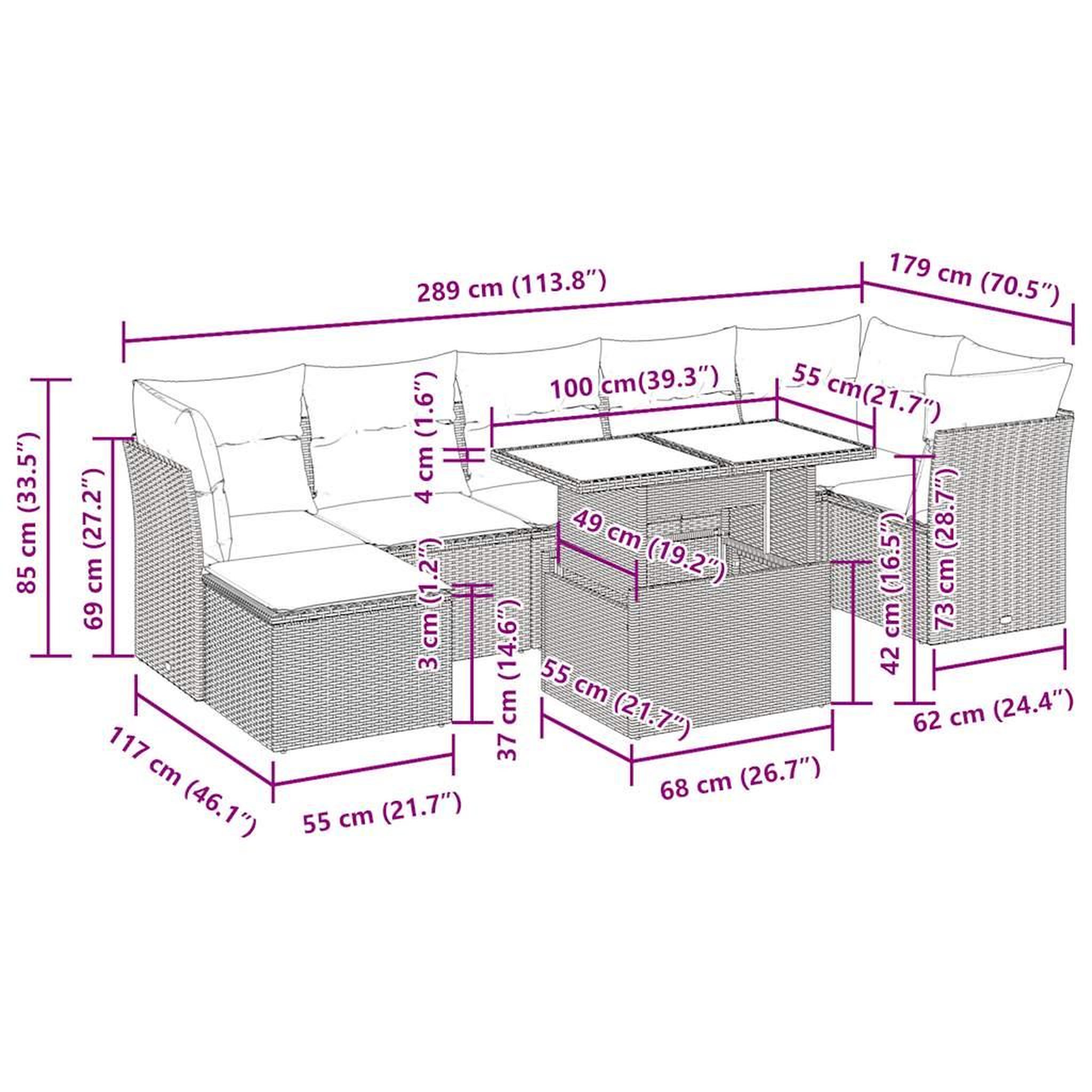 Voir la diapositive 6 : VIDAXL Salon de jardin 8 pcs avec coussins gris clair resine tressee
