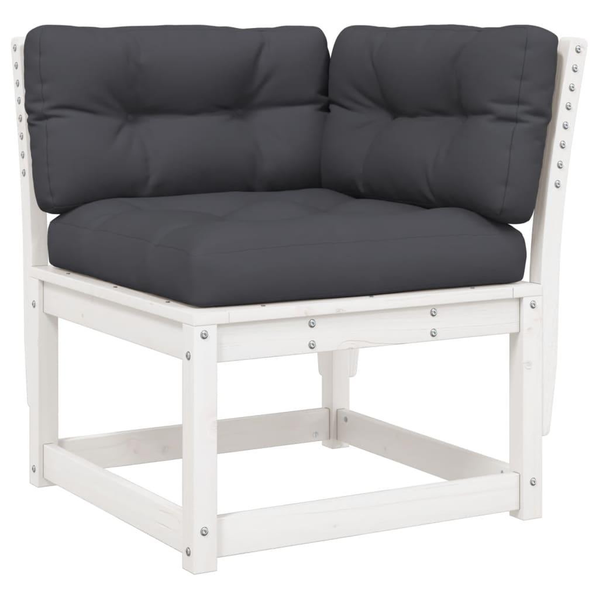 Voir la diapositive 3 : VIDAXL Salon de jardin 4 pcs avec coussins blanc bois de pin massif