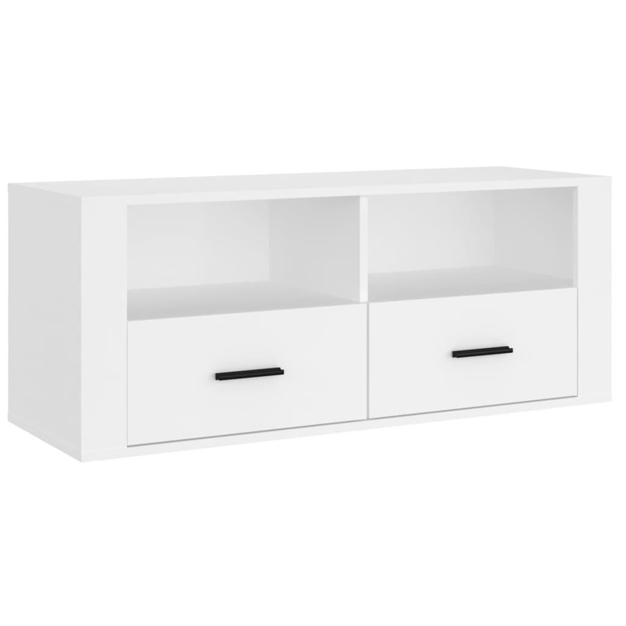 Voir la diapositive 2 : VIDAXL Meuble TV Blanc 100x35x40 cm Bois d'ingenierie