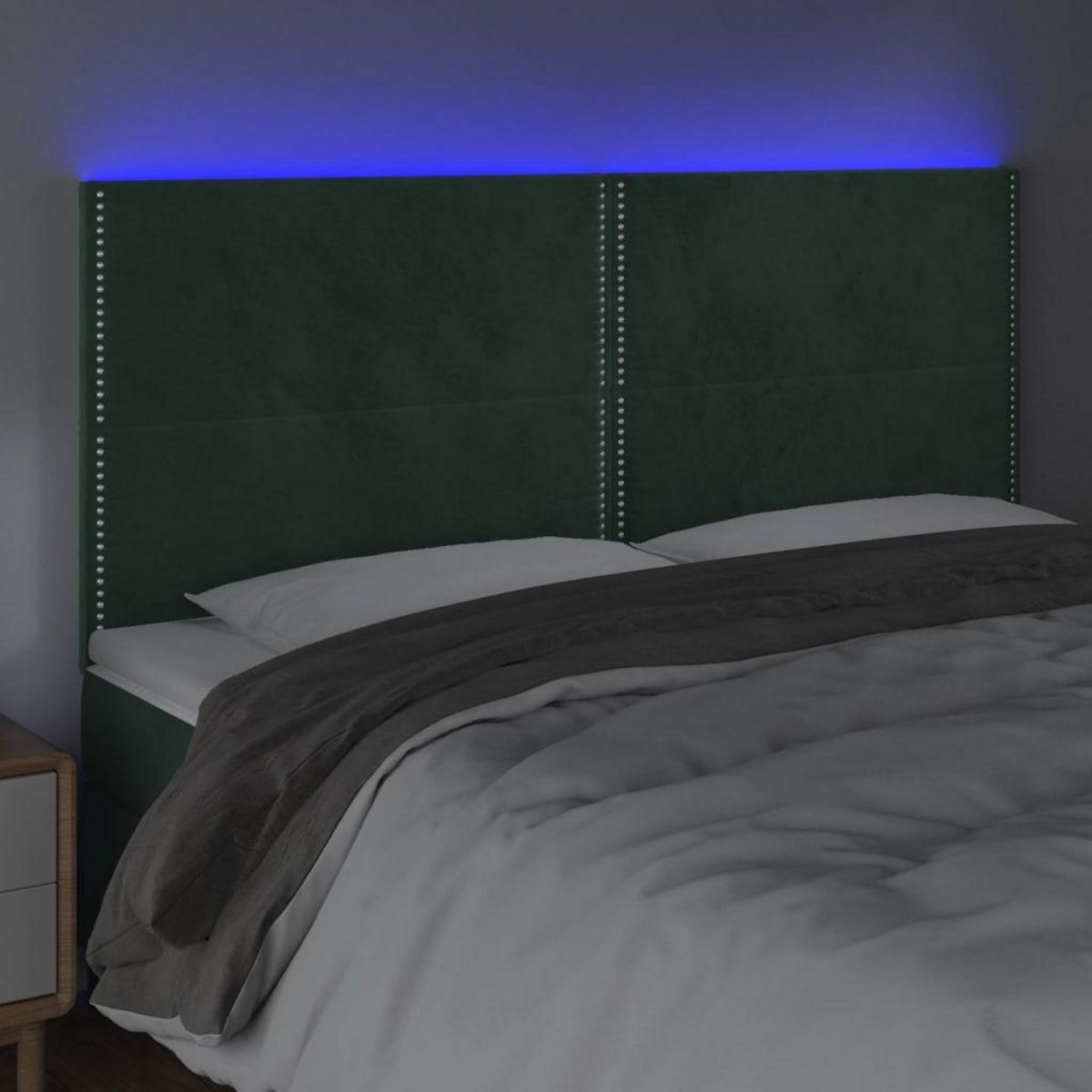 VIDAXL Tete de lit a LED Vert fonce 200x5x118/128 cm Velours
