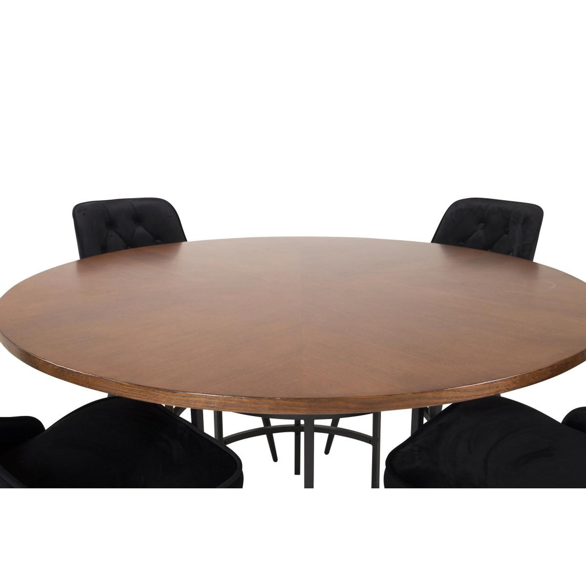 Voir la diapositive 2 : Paris Prix Ensemble table à manger & 4 chaises  copenhagen & velvet deluxe  140cm noir & marron
