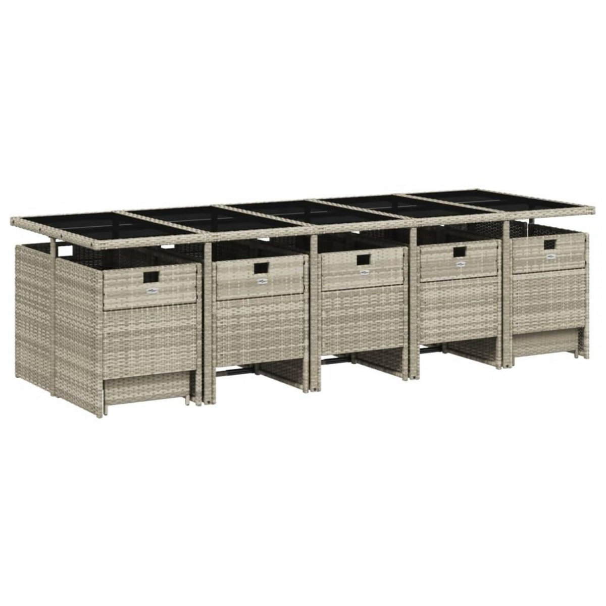 VIDAXL Ensemble a manger de jardin et coussins 15 pcs gris clair rotin