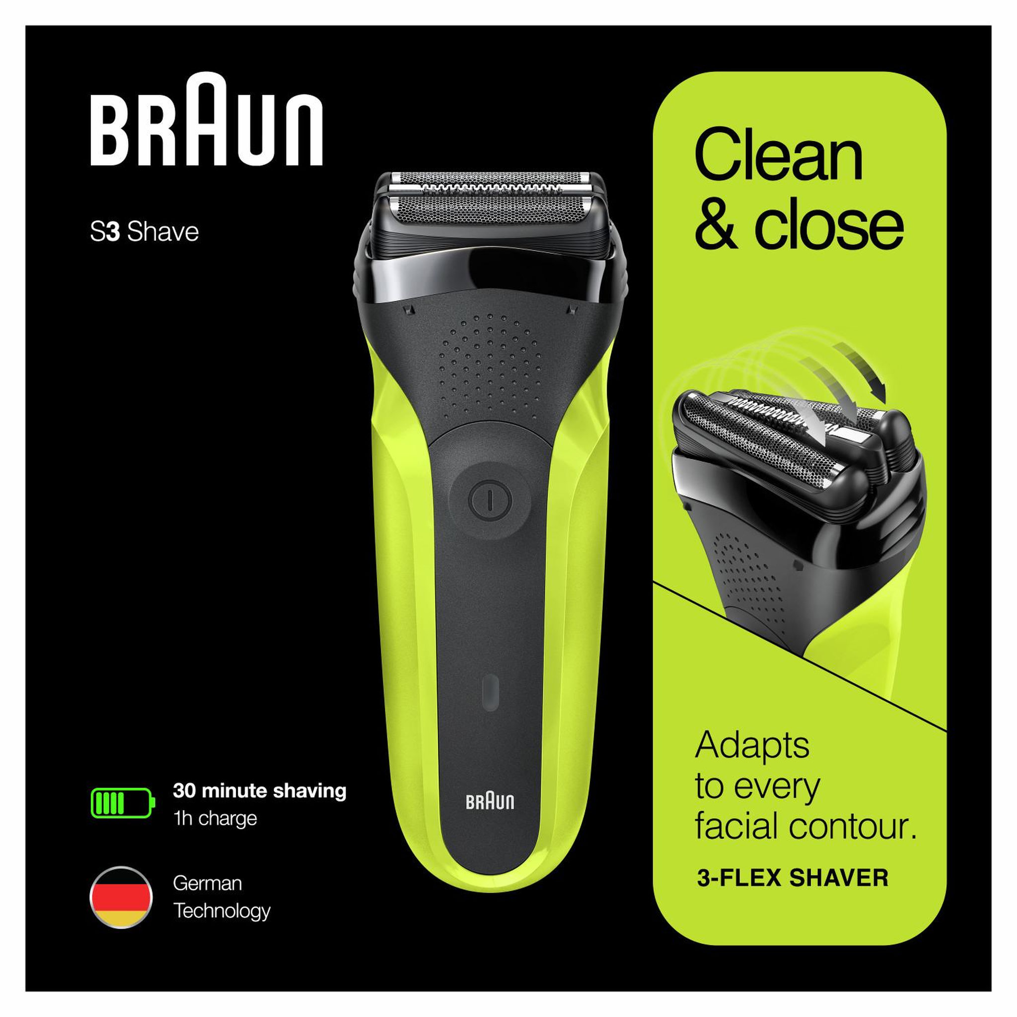 BRAUN Braun series 3 81702940 rasoir pour homme rasoir à grille tondeuse noir, vert