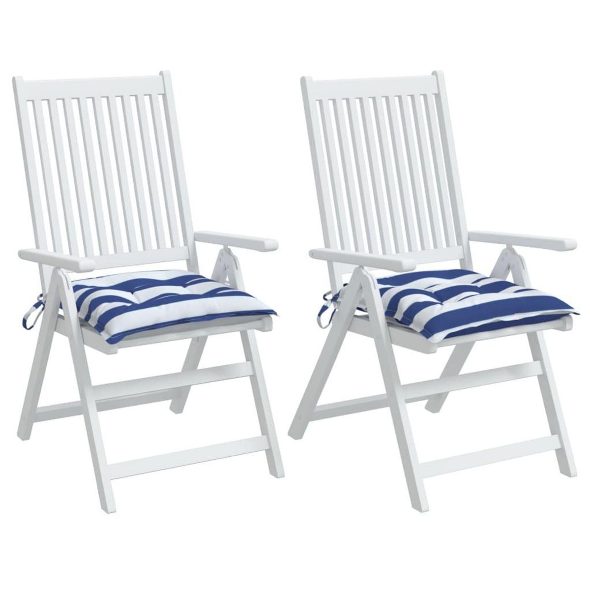 VIDAXL Coussins de chaise lot de 2 rayures bleues blanches 50x50x7 cm