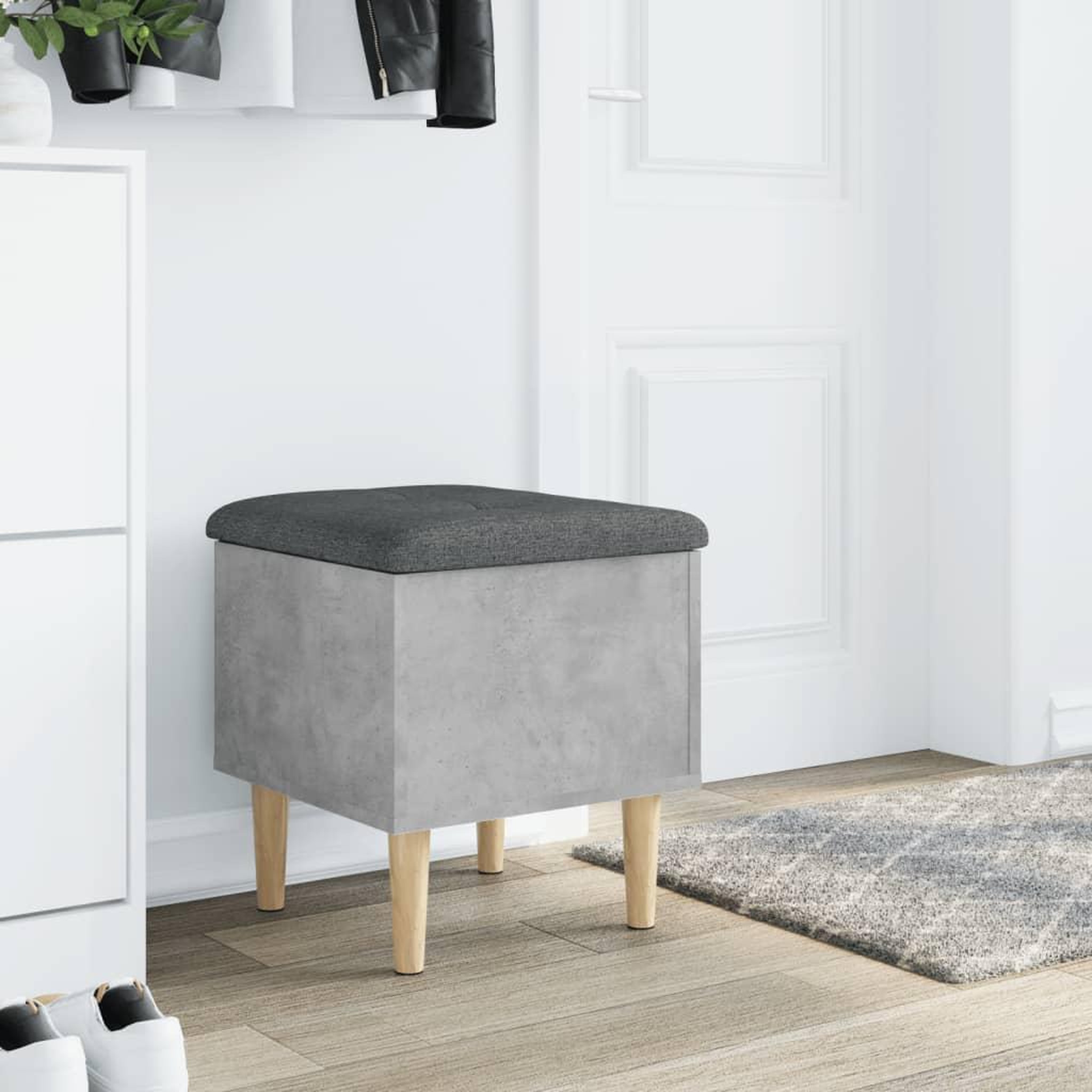 Voir la diapositive 3 : VIDAXL Banc de rangement gris beton 42x42x46 cm bois d'ingenierie