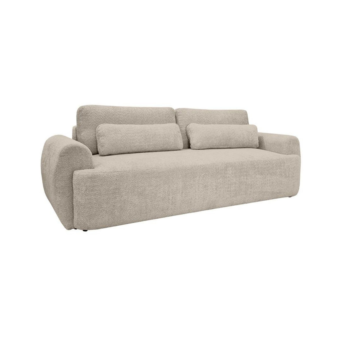 BEST MOBILIER Mahina - canapé droit 3 places - convertible avec coffre - en tissu bouclette