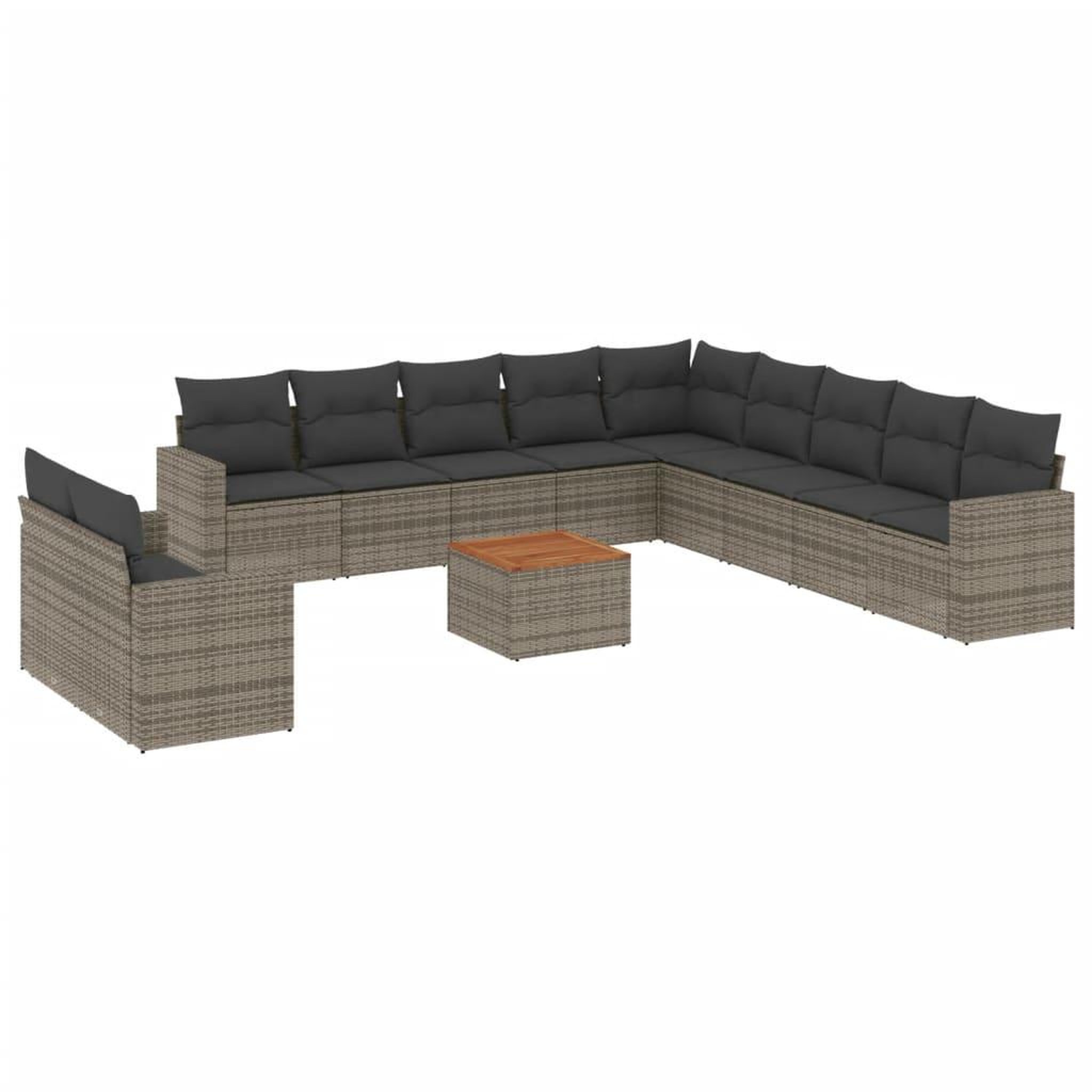 Voir la diapositive 2 : VIDAXL Salon de jardin avec coussins 12 pcs gris resine tressee