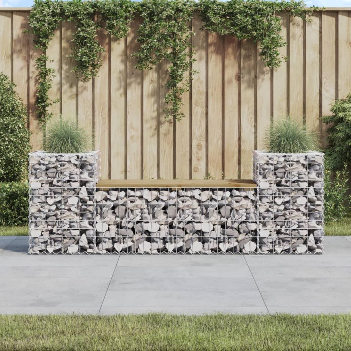 VIDAXL Banc de jardin design gabion 183x41x60,5cm bois de pin impregne