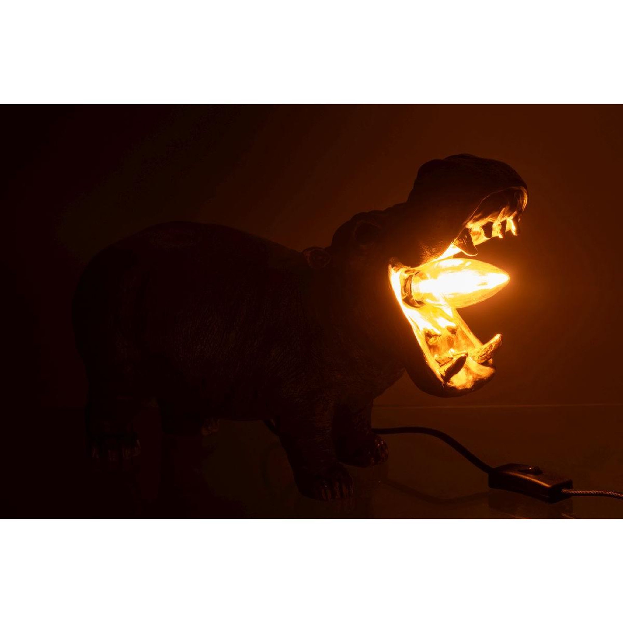 Voir la diapositive 5 : J-LINE Lampe à poser en résine  hippopotame  37cm doré