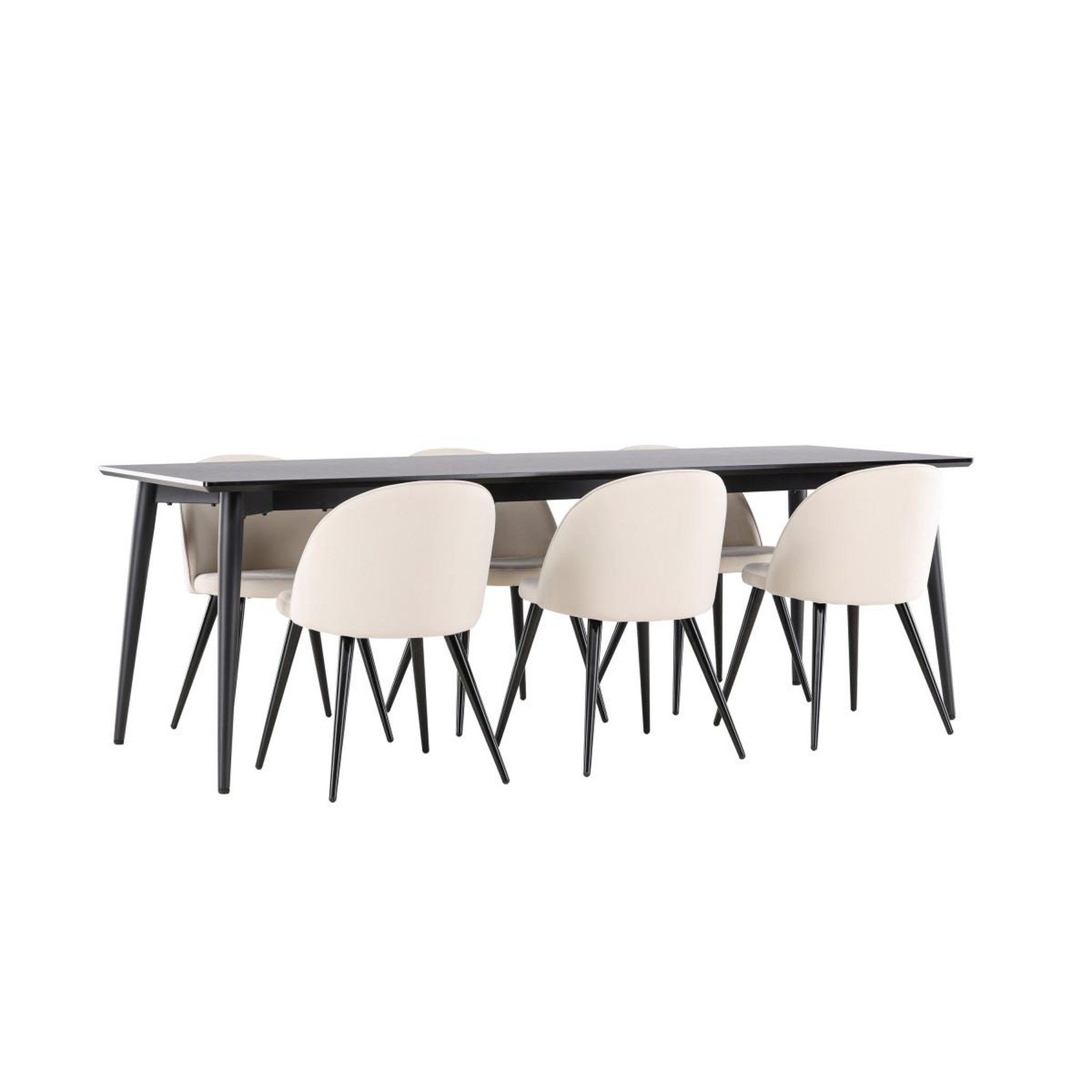 Voir la diapositive 3 : Paris Prix Ensemble table à manger & 6 chaises  ellis & velvet  230cm noir & beige