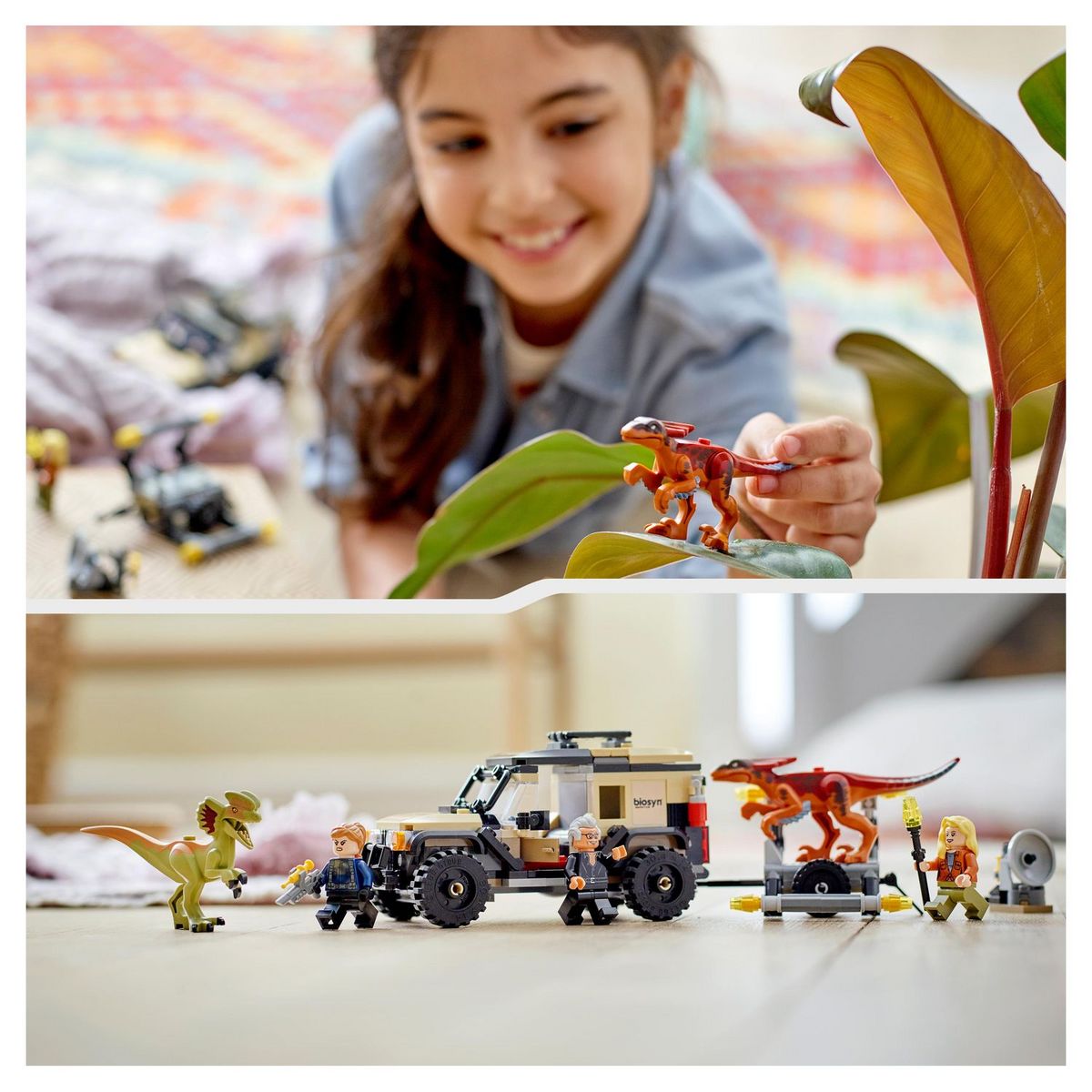 LEGO Jurassic World 76951 Le Transport du Pyroraptor et du Dilophosaurus, Jouet 