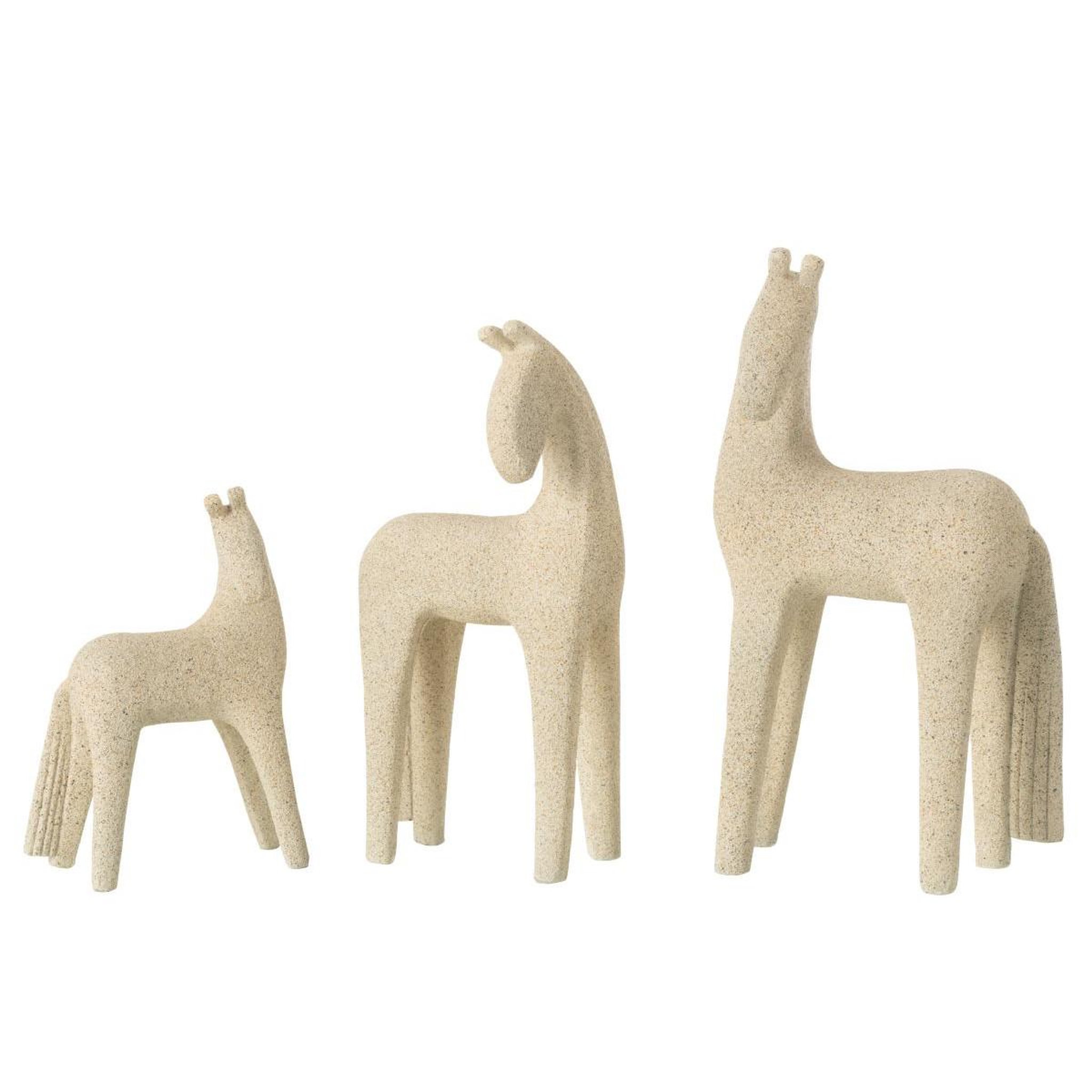 Voir la diapositive 2 : J-LINE Lot de 3 statuettes chevaux  morris  31cm beige