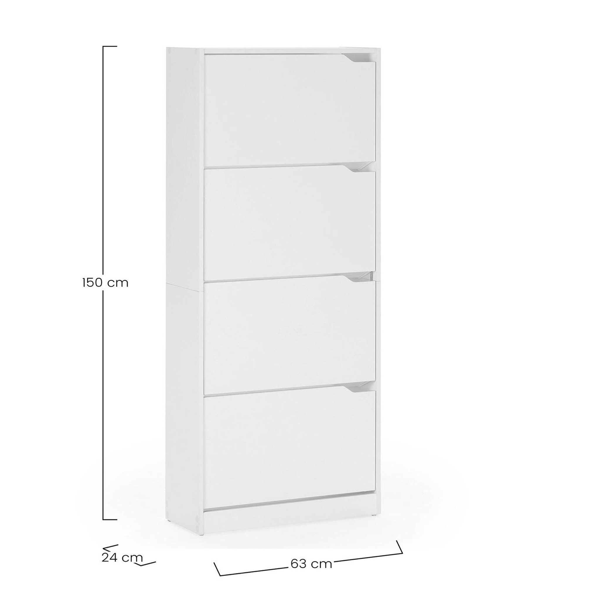 Voir la diapositive 6 : VS VENTA-STOCK Meuble à chaussures Angel, 4 portes, couleur blanche, pour 24 paires
