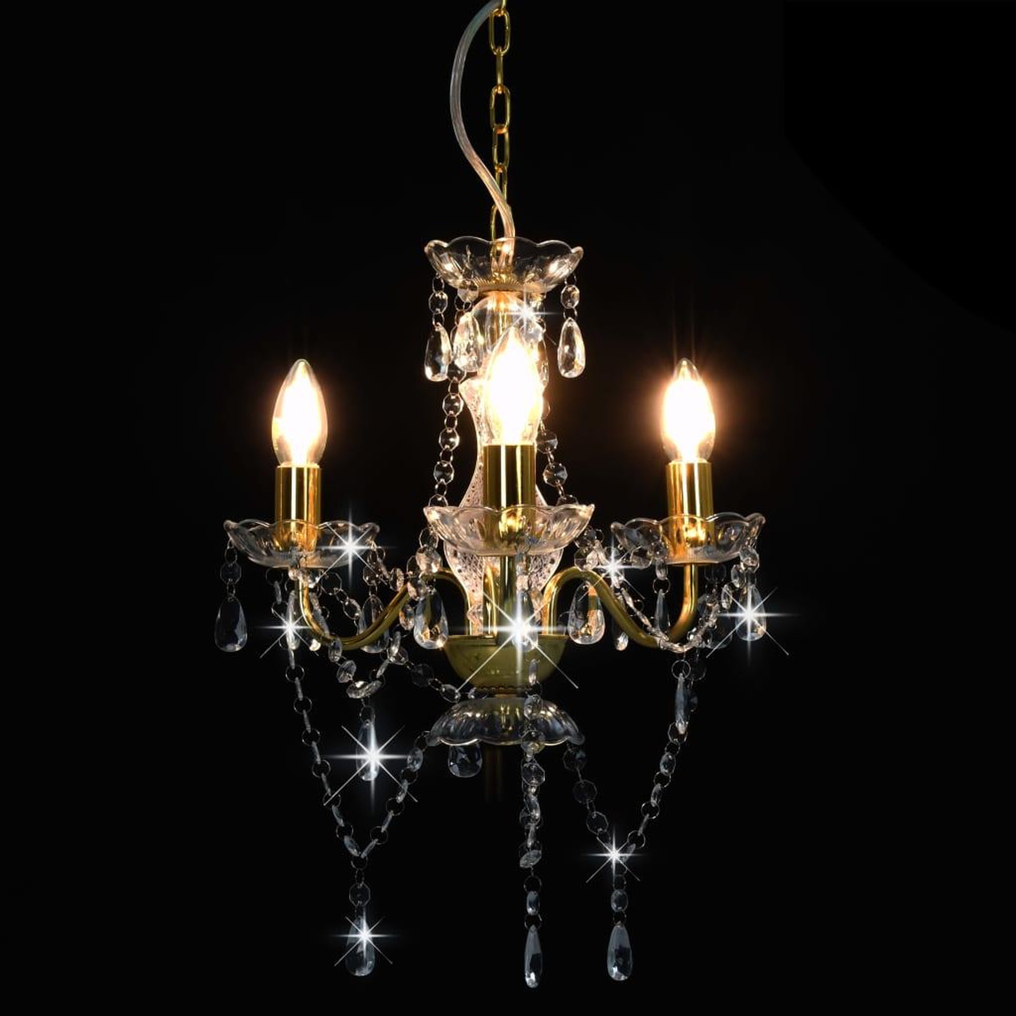 Voir la diapositive 4 : VIDAXL Lustre avec perles Dore Rond 3 x E14