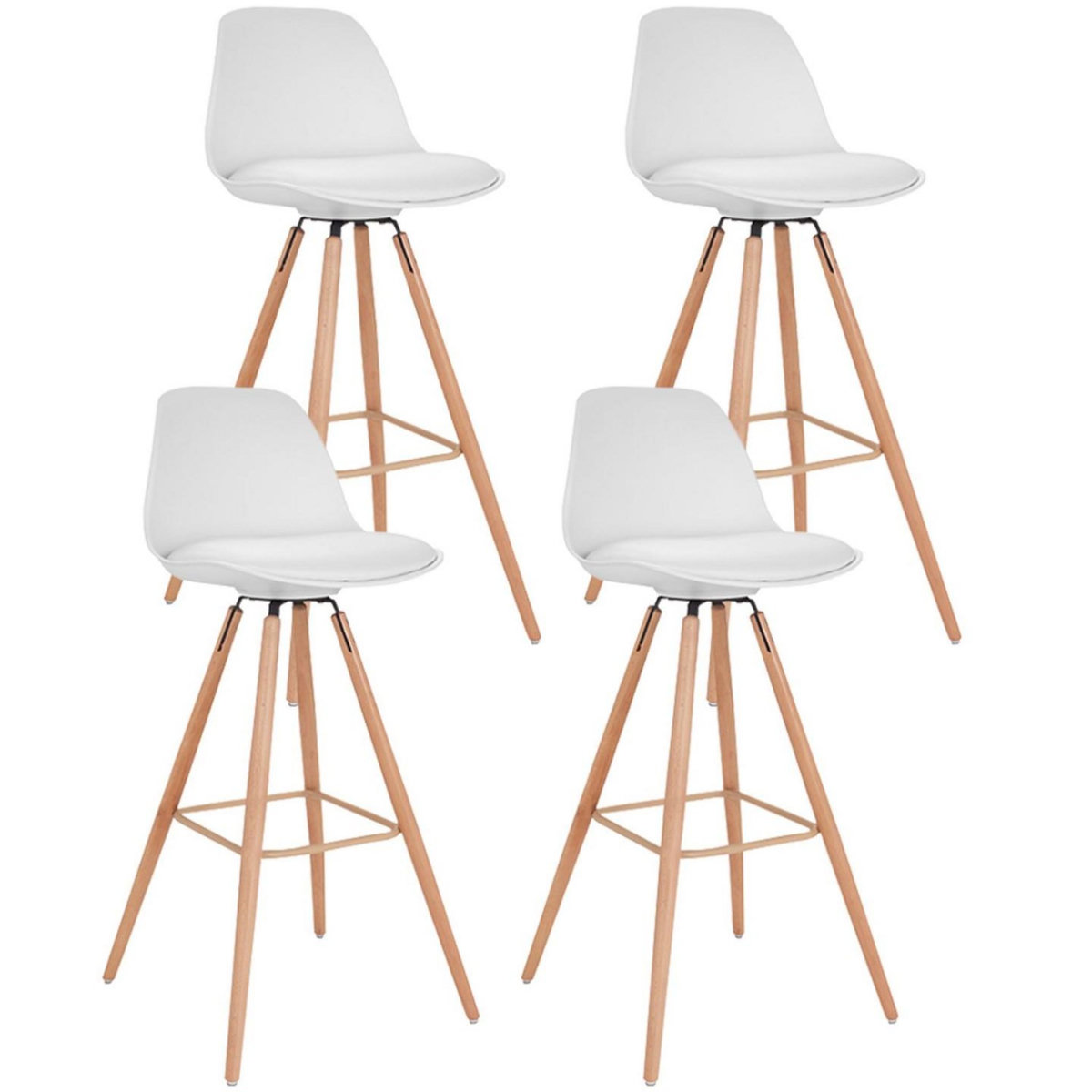 ID MARKET Lot de 4 tabourets de bar SARA blanc