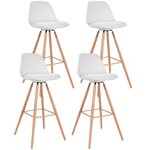 ID MARKET Lot de 4 tabourets de bar SARA blanc