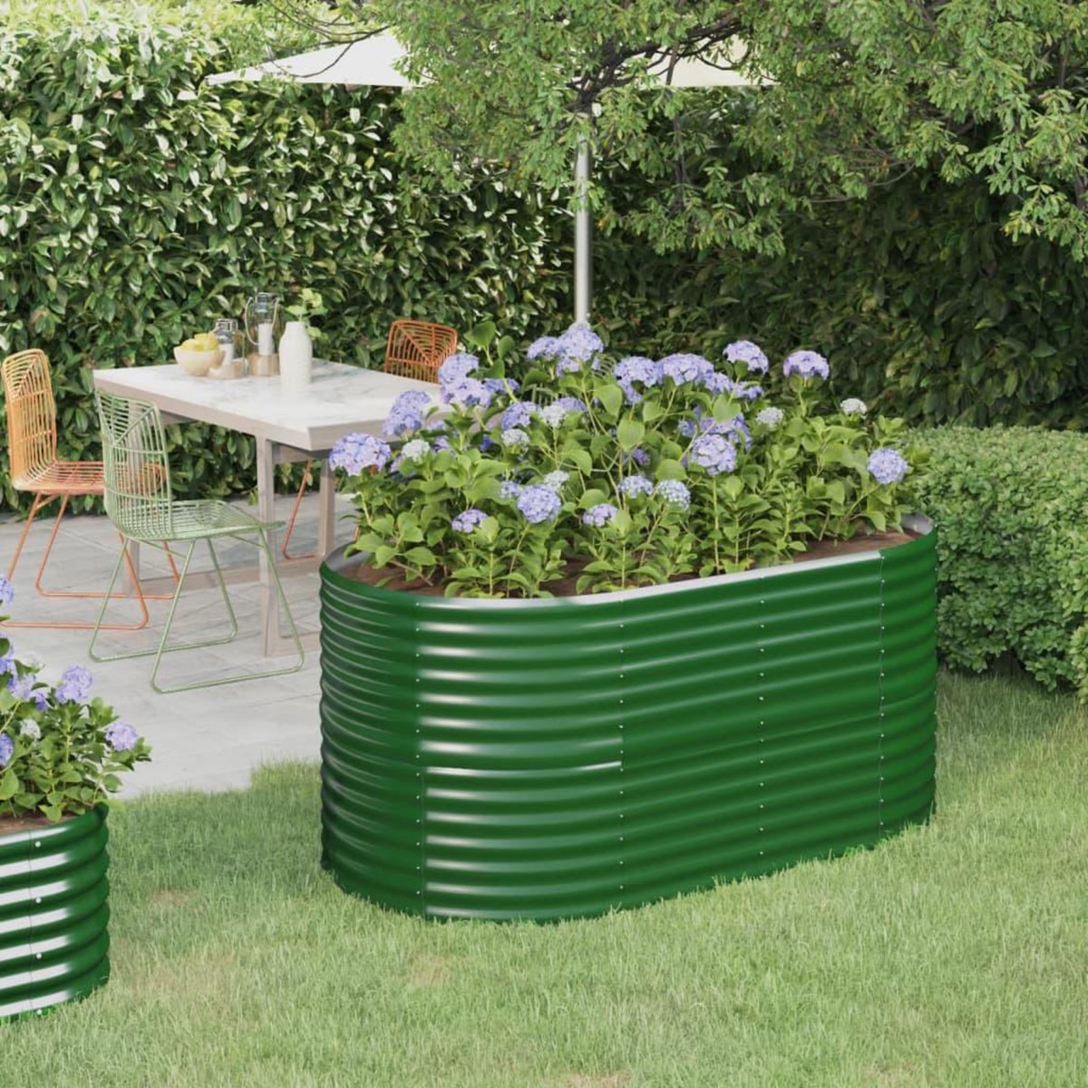 VIDAXL Lit sureleve de jardin Acier enduit de poudre 152x80x68 cm Vert