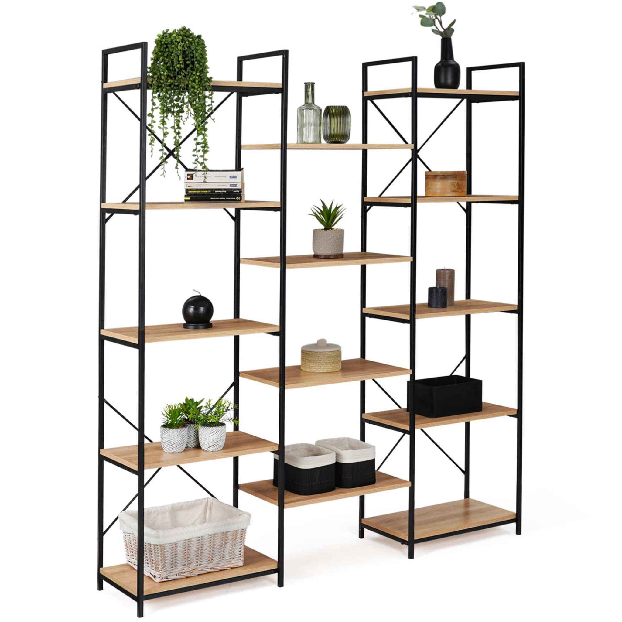 ID MARKET Étagère bibliothèque trio 5 niveaux detroit design industriel 170 cm