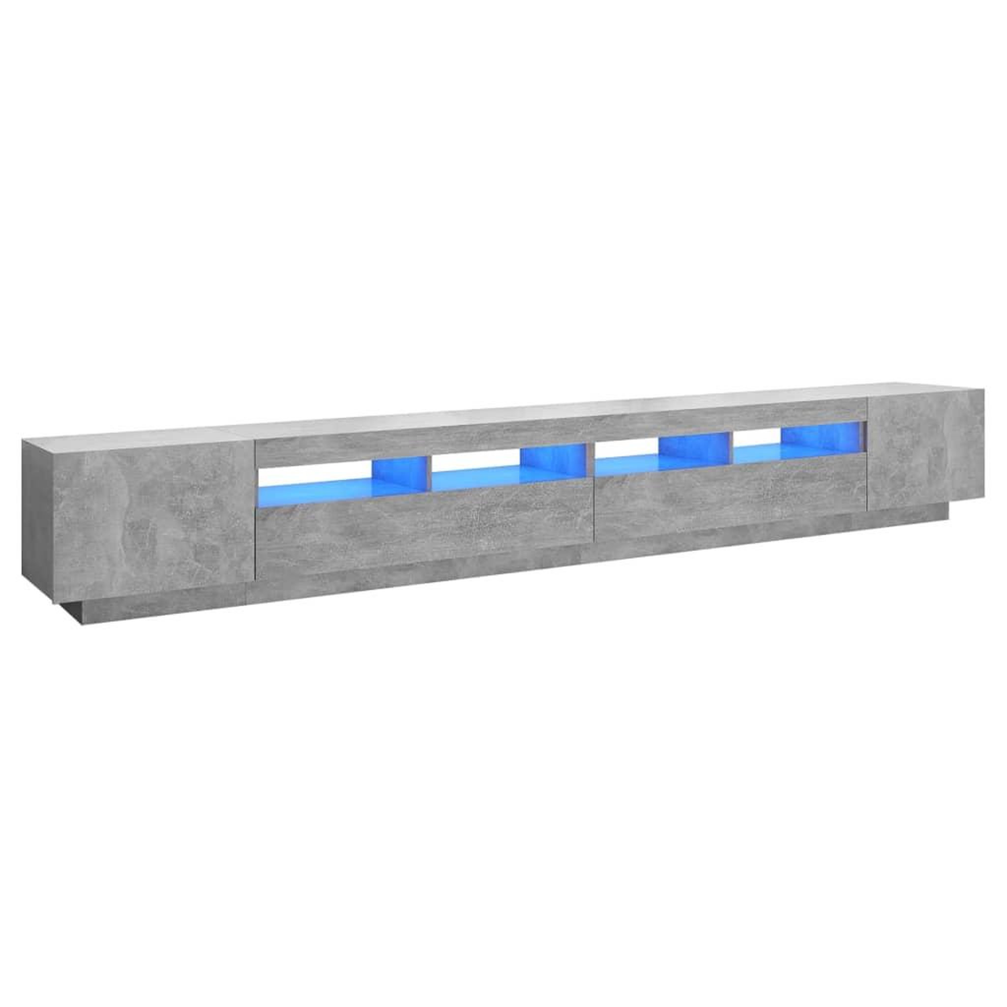 Voir la diapositive 2 : VIDAXL Meuble TV avec lumieres LED Gris beton 300x35x40 cm