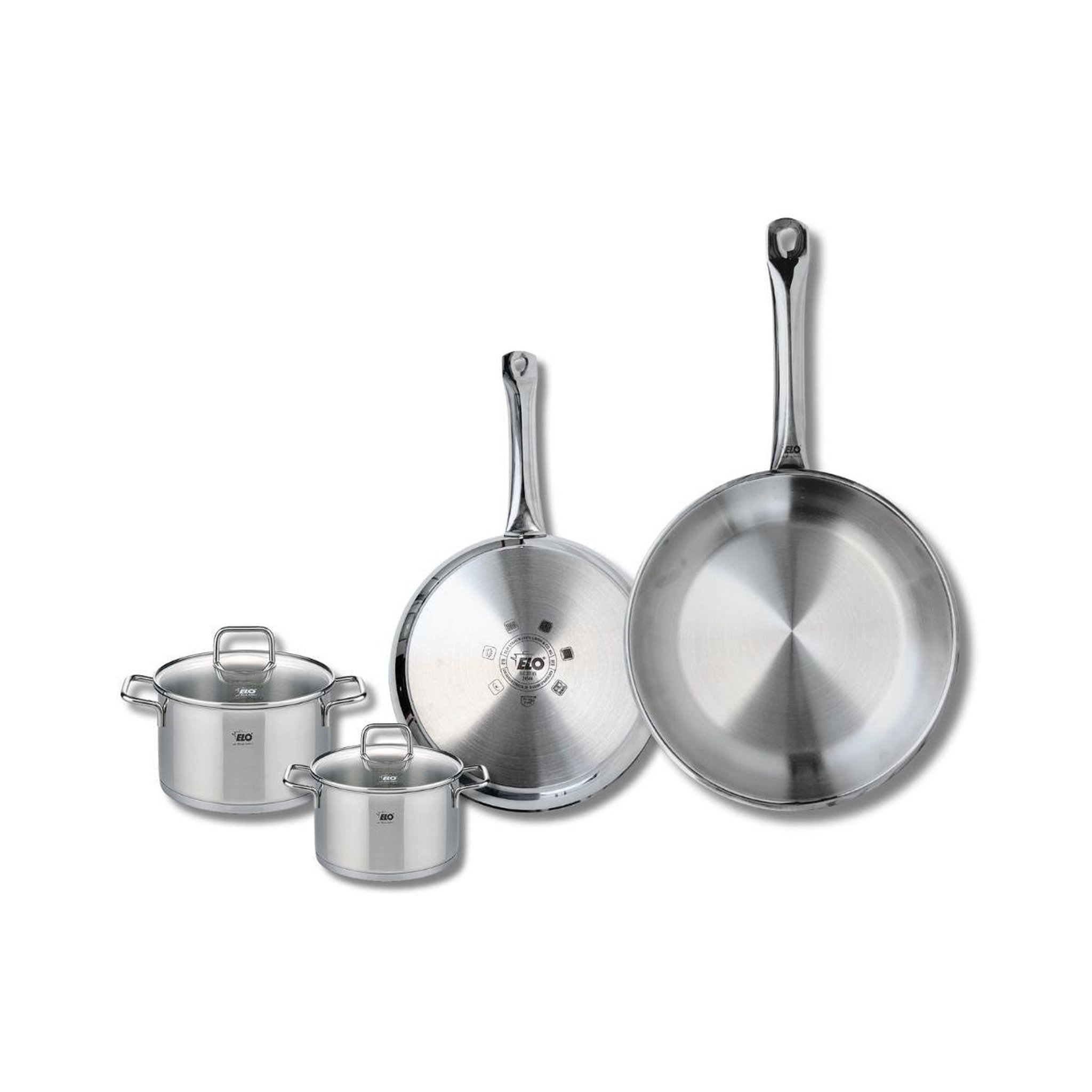 ELO Set de 2 poêles de cuisson 24 et 28 cm et 2 faitouts 12 et 14 cm elo profi citrin