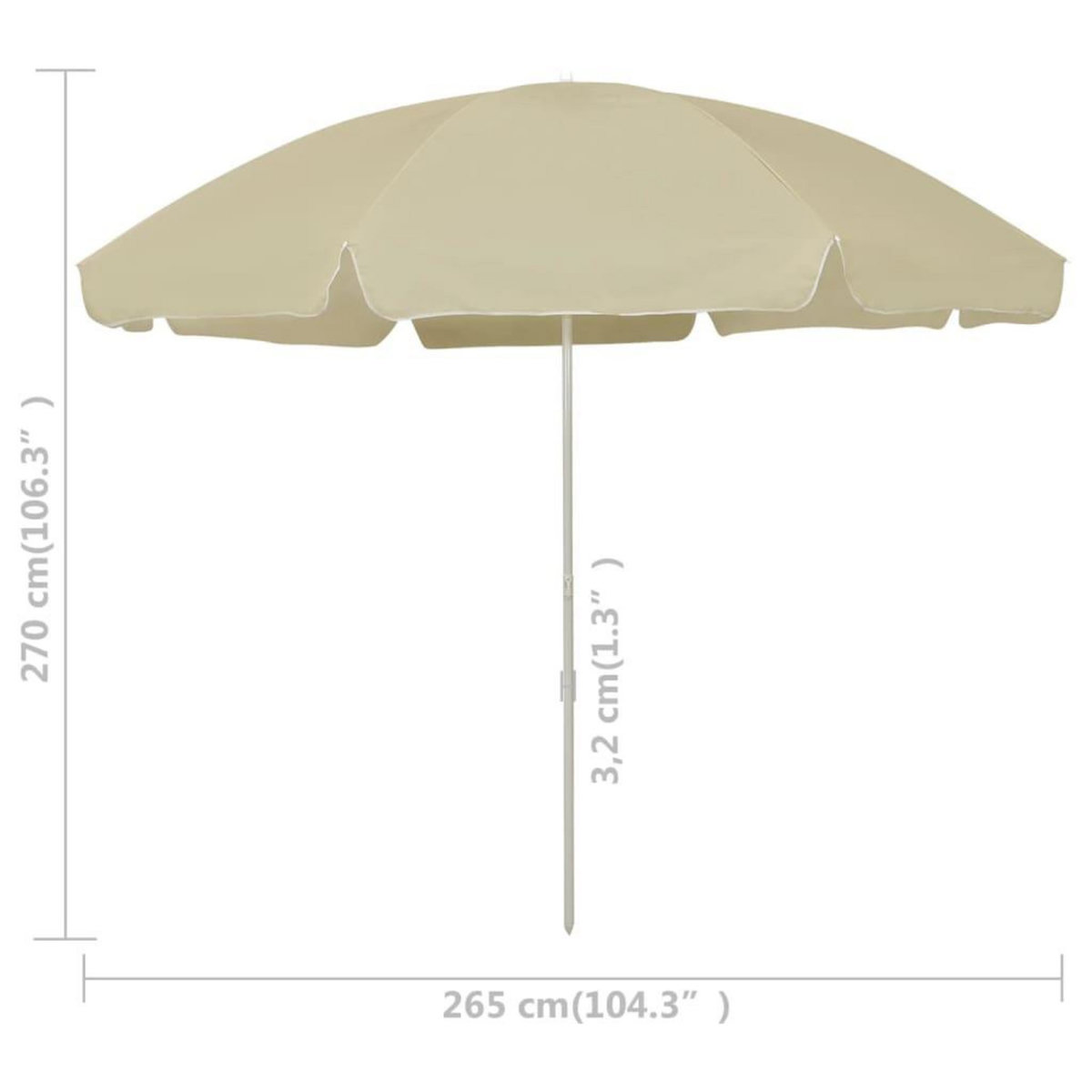 VIDAXL Parasol de plage jaune sable 300 cm