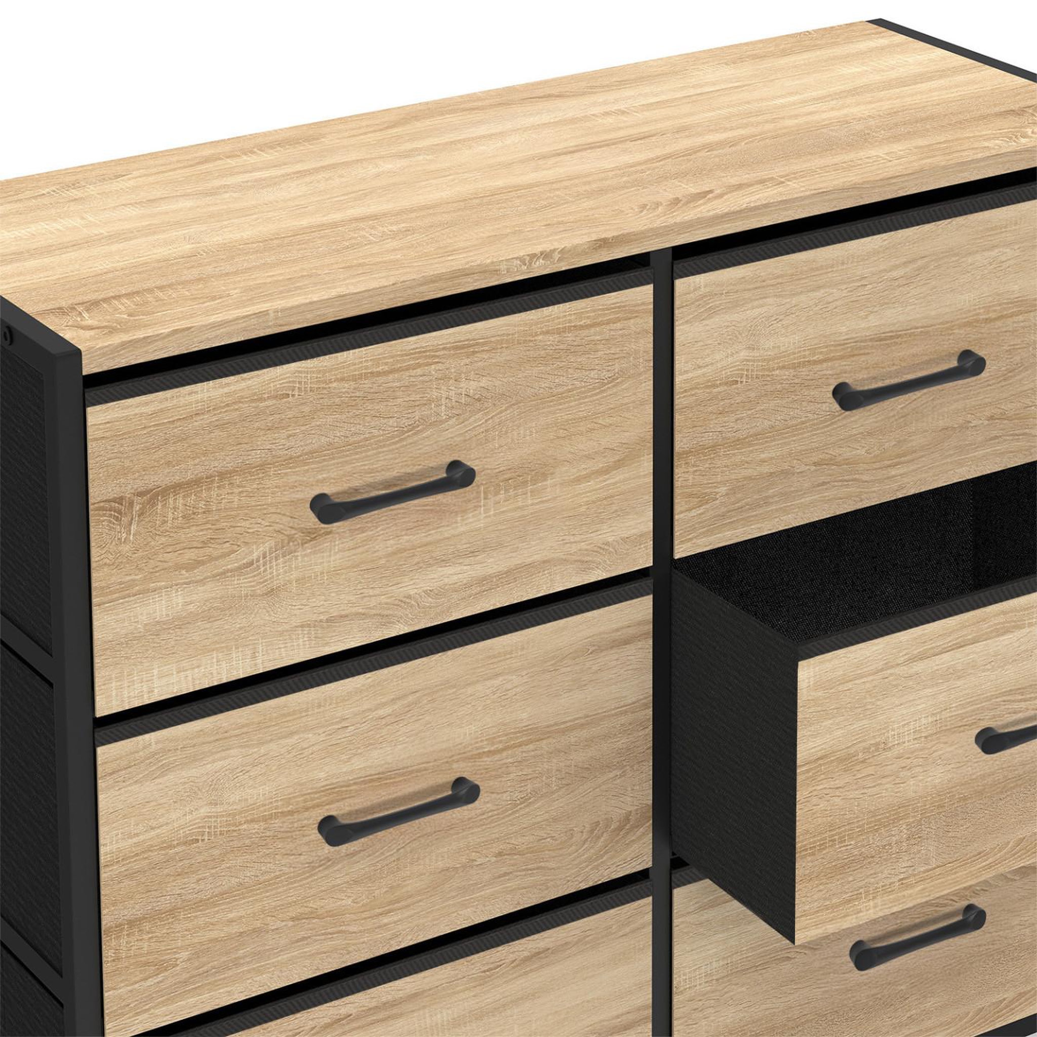 Voir la diapositive 6 : ID MARKET Commode 6 tiroirs en tissu utah 80 cm meuble de rangement design industriel