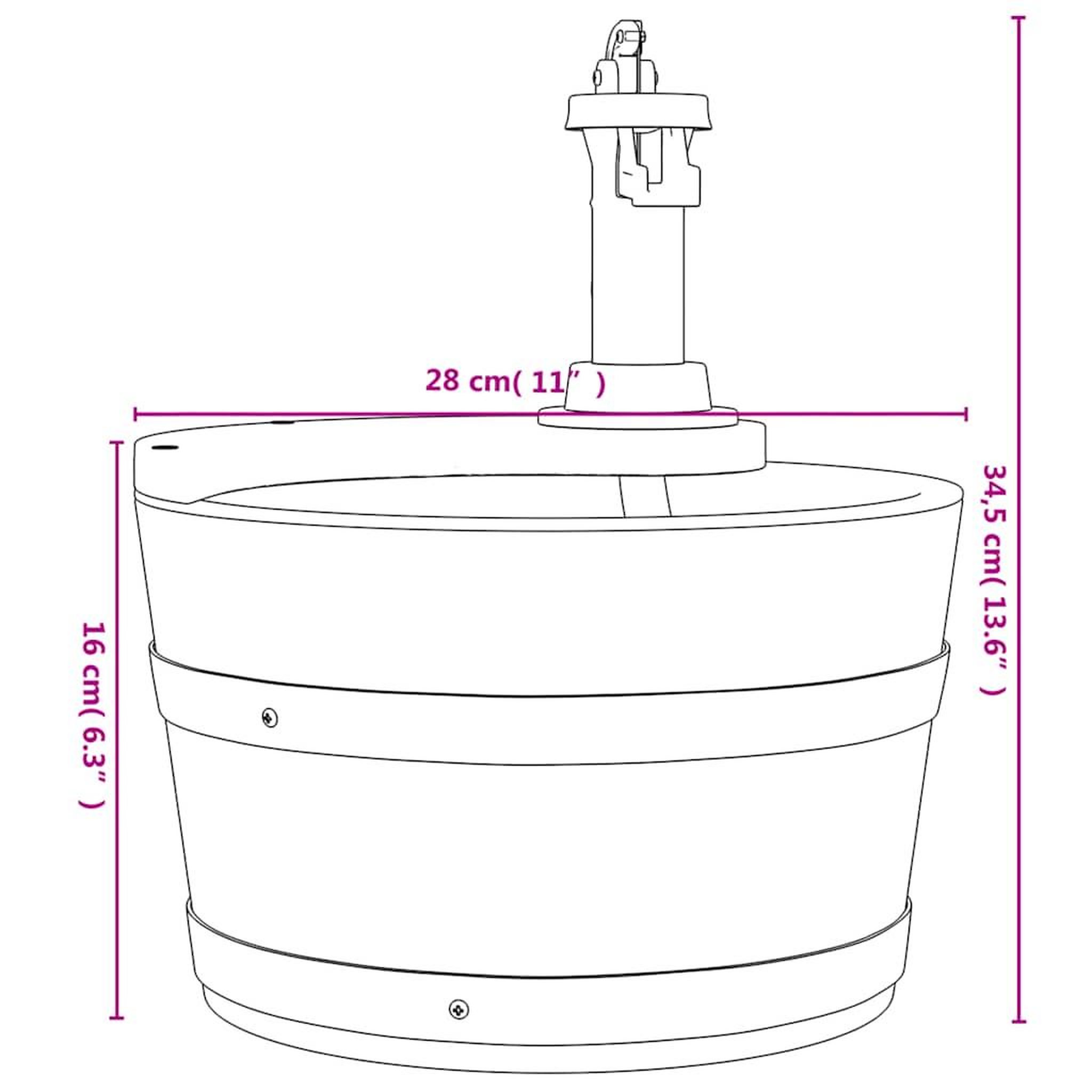 Voir la diapositive 6 : VIDAXL Fontaine a eau avec pompe 28x28x34,5 cm bois de sapin massif