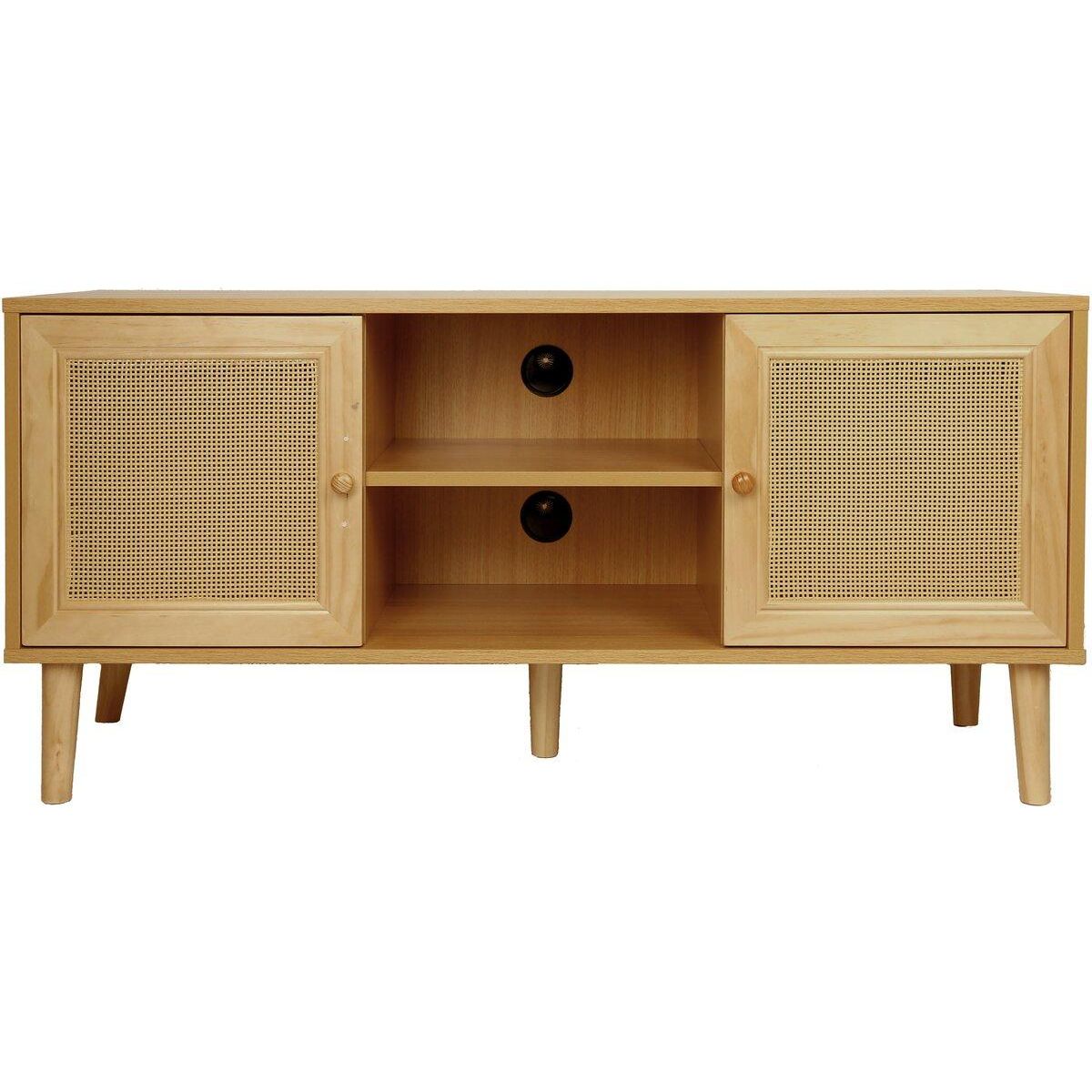 Habitat et Jardin Meuble TV scandinave en cannage  Iguane  - 120 x 30 x 56.5 cm - Marron