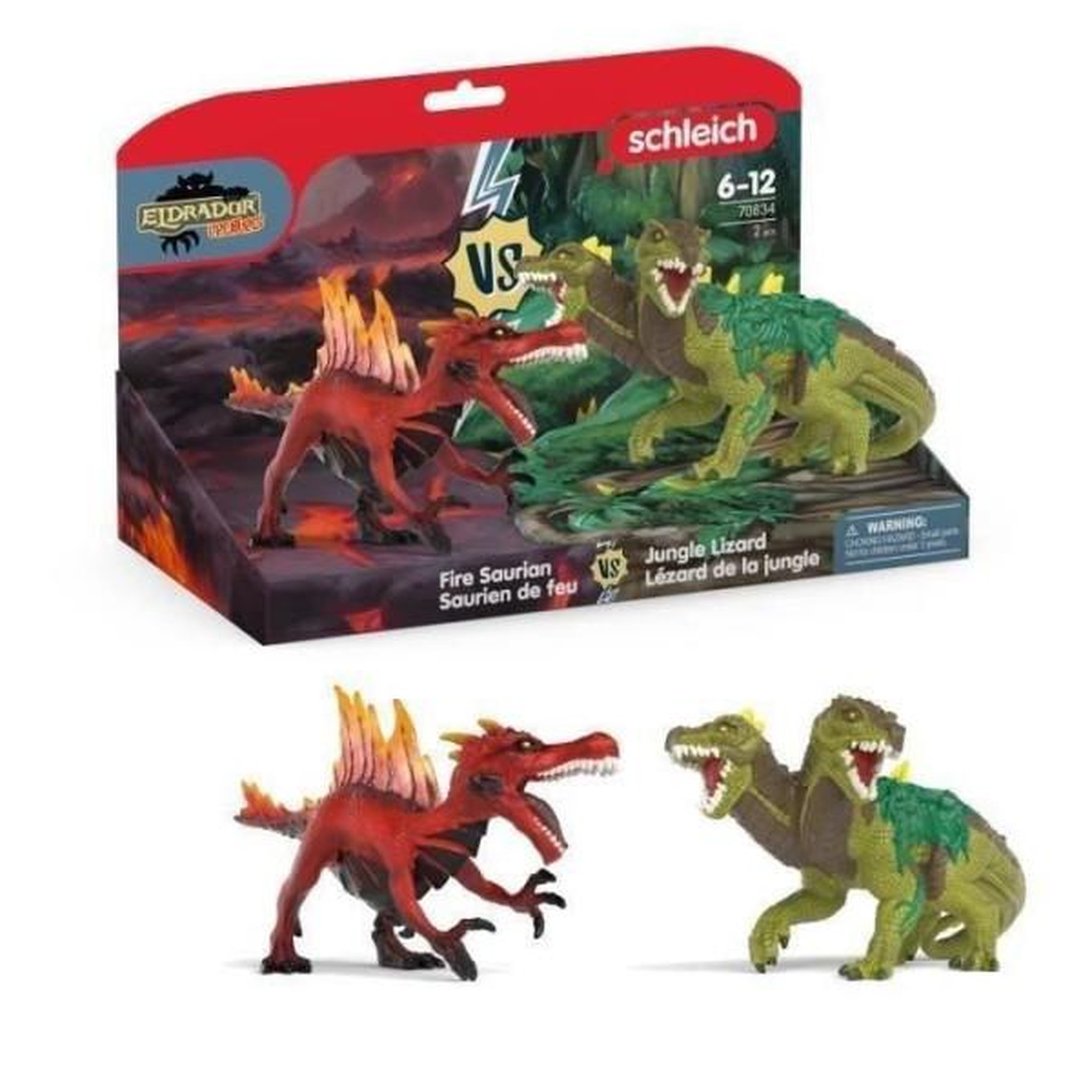 Voir la diapositive 2 : Schleich Figurine saurien de feu vs lézard de la jungle, schleich 70834 gamme eldrador creatures