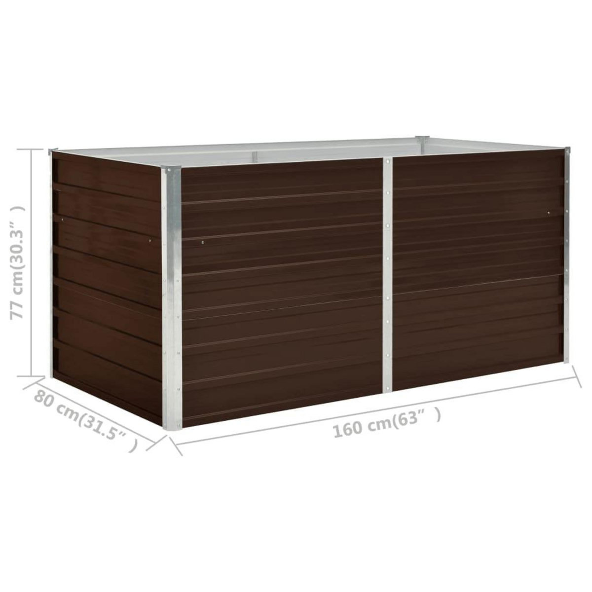 VIDAXL Jardiniere surelevee Marron 160x80x77 cm Acier galvanise
