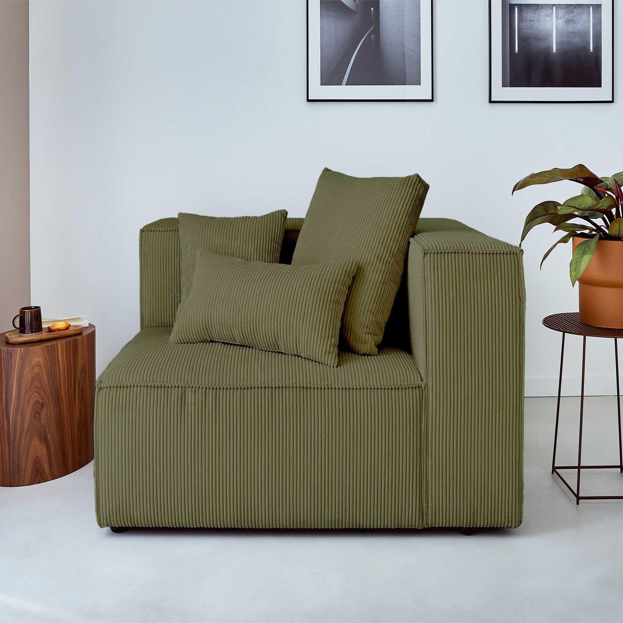 Voir la diapositive 2 : LISA DESIGN Colombine - module d'assise droit - en velours côtelé