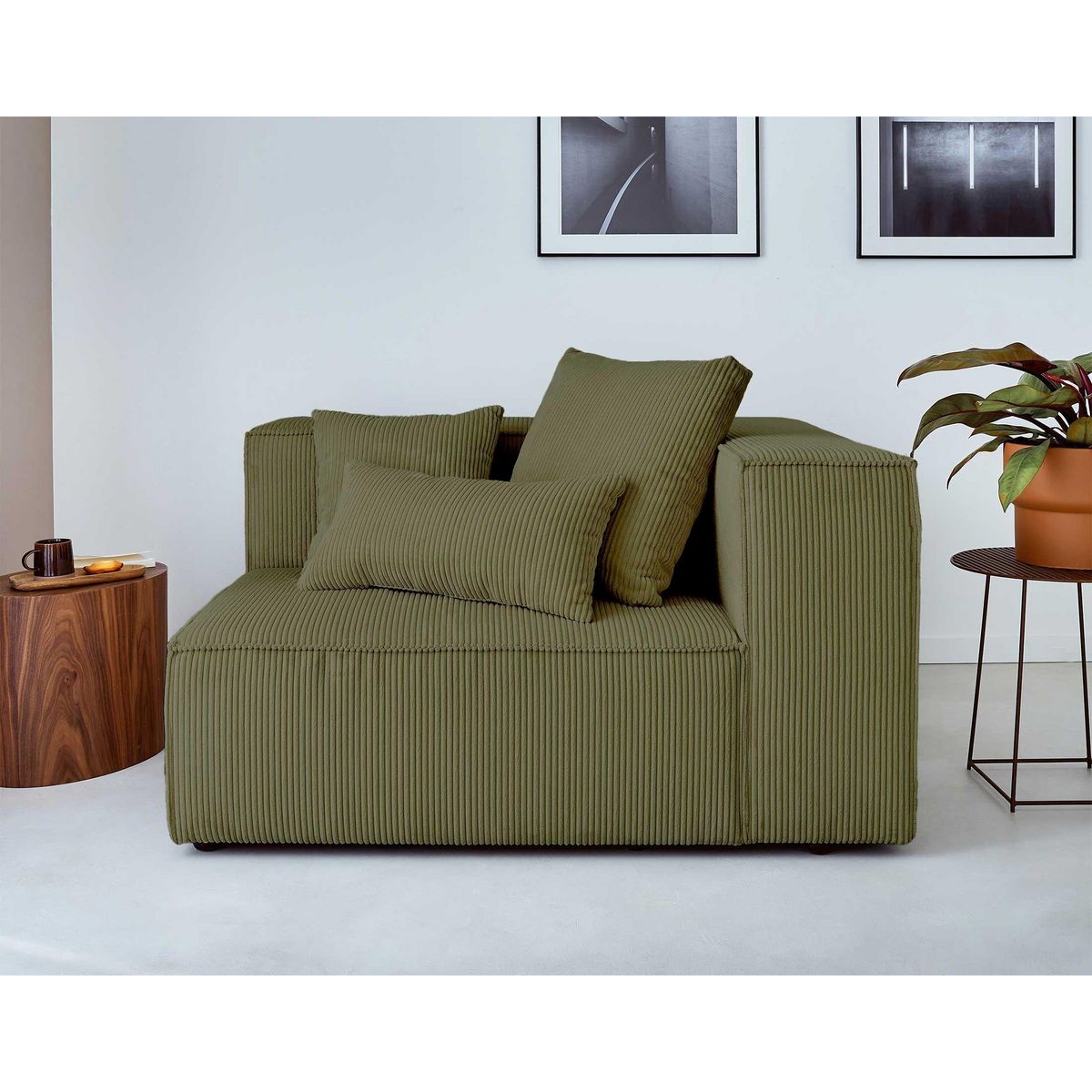 LISA DESIGN Colombine - module d'assise droit - en velours côtelé