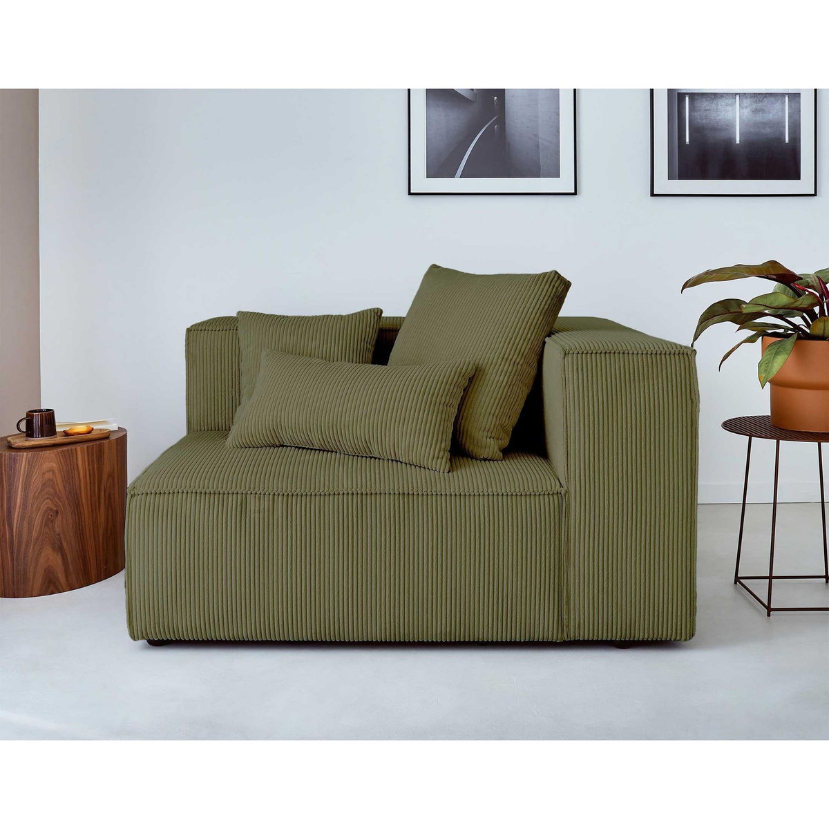 LISA DESIGN Colombine - module d'assise droit - en velours côtelé