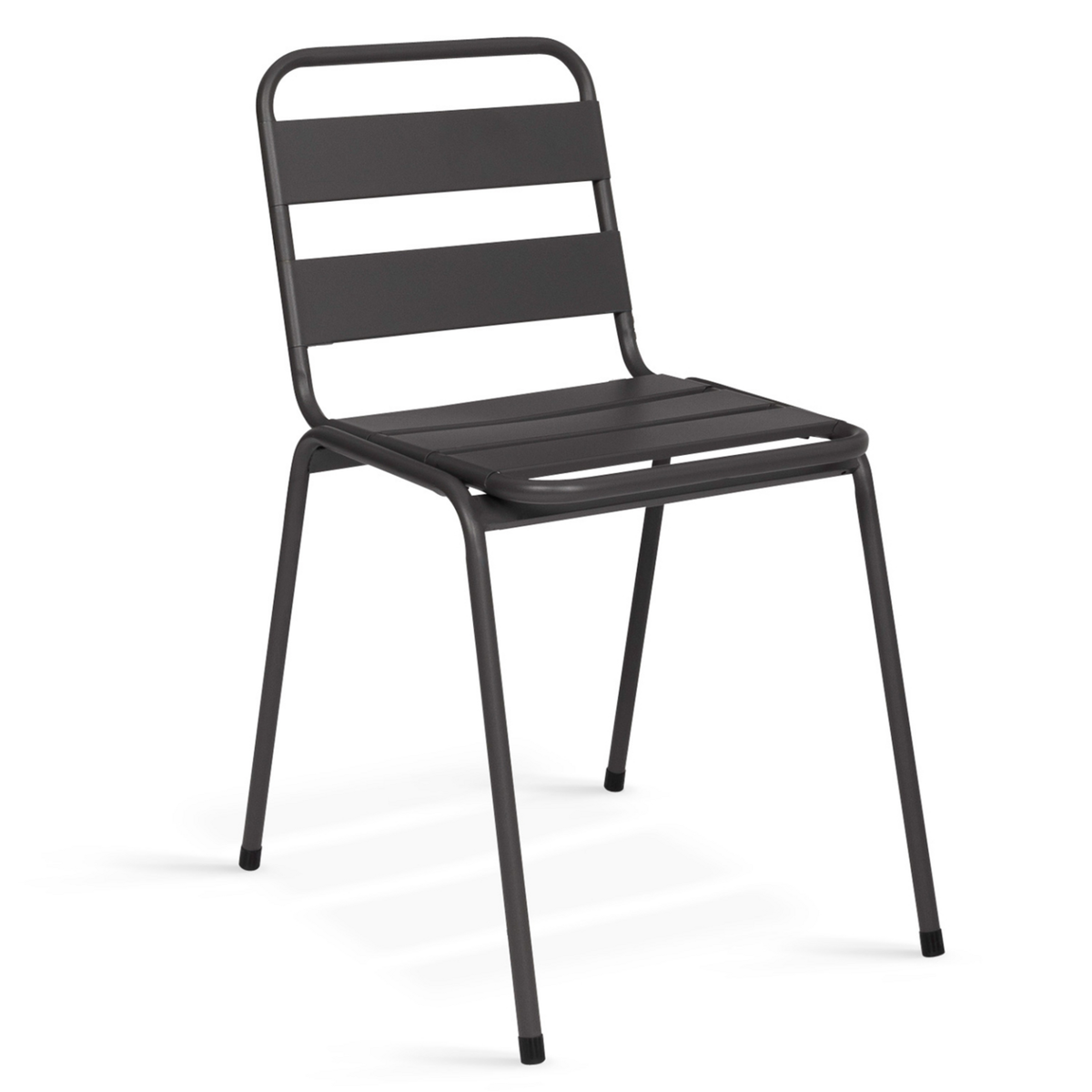ID MARKET Salon de jardin VALENCIA en acier table 180 cm et 6 chaises empilables gris anthracite